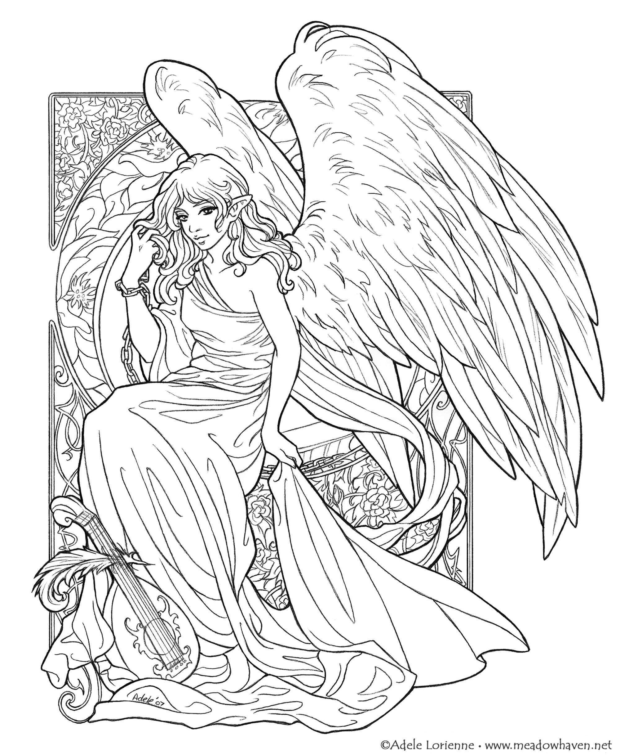 Wings Girl Myths Legends Coloring Pages For Adults