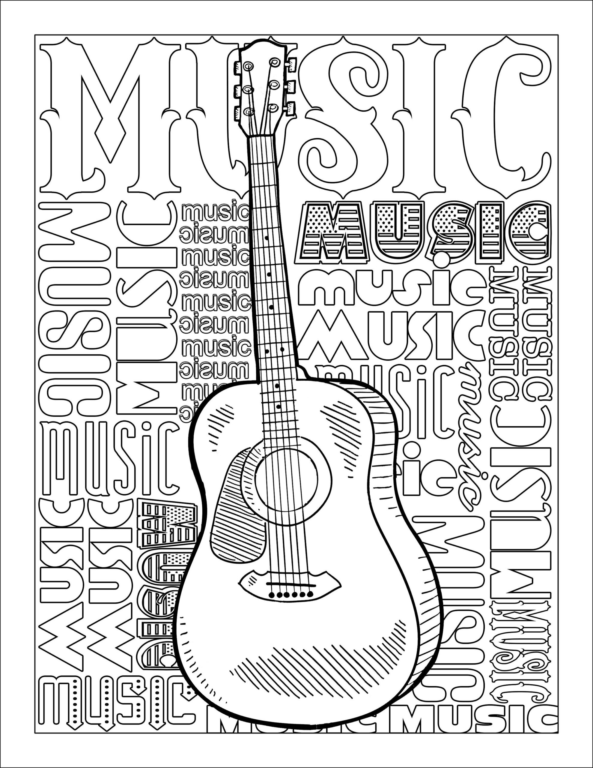 1 DIGITAL Coloring Sheet Music Coloring Pages Stress Relief Etsy