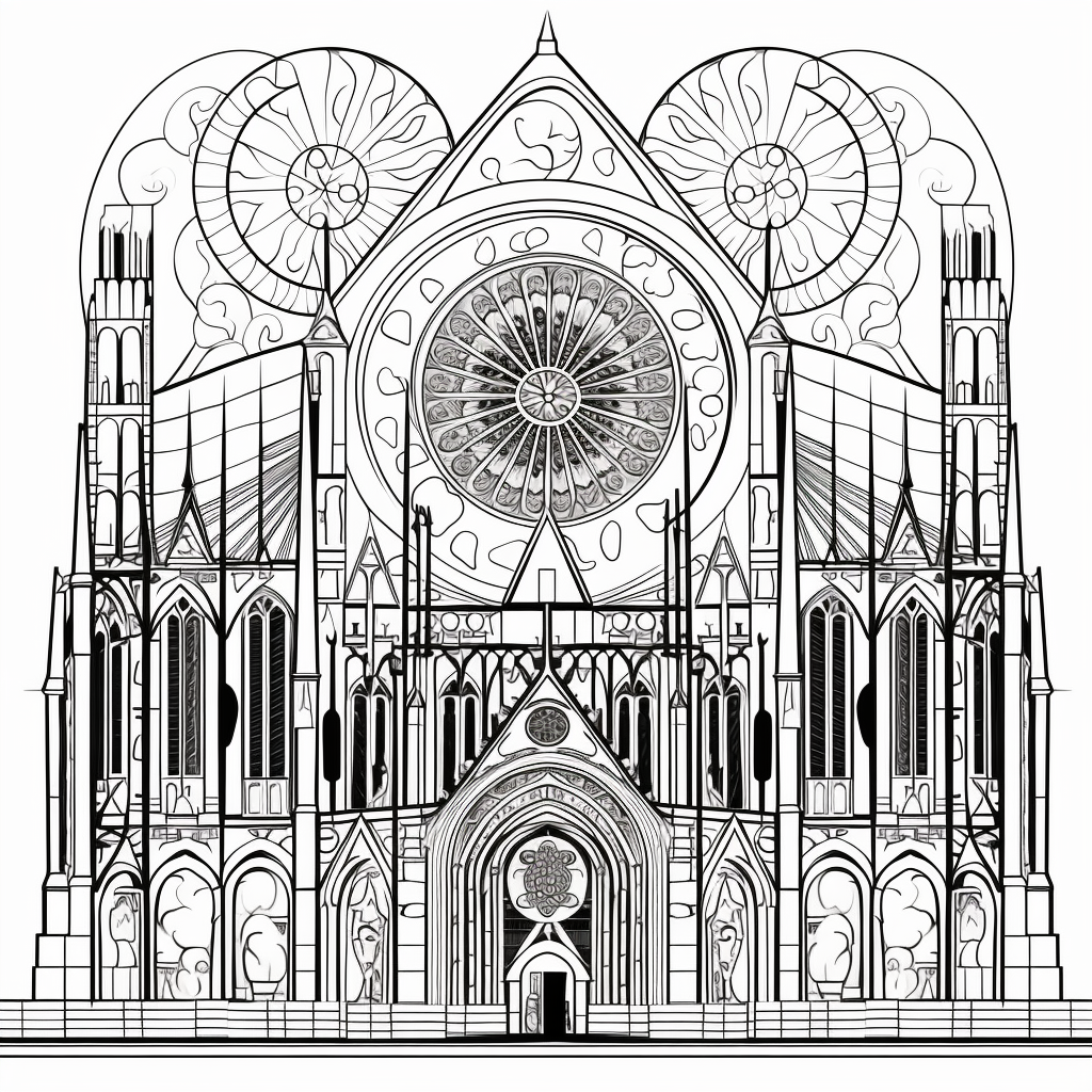 Symmetrical Cathedral Coloring Pages Printable
