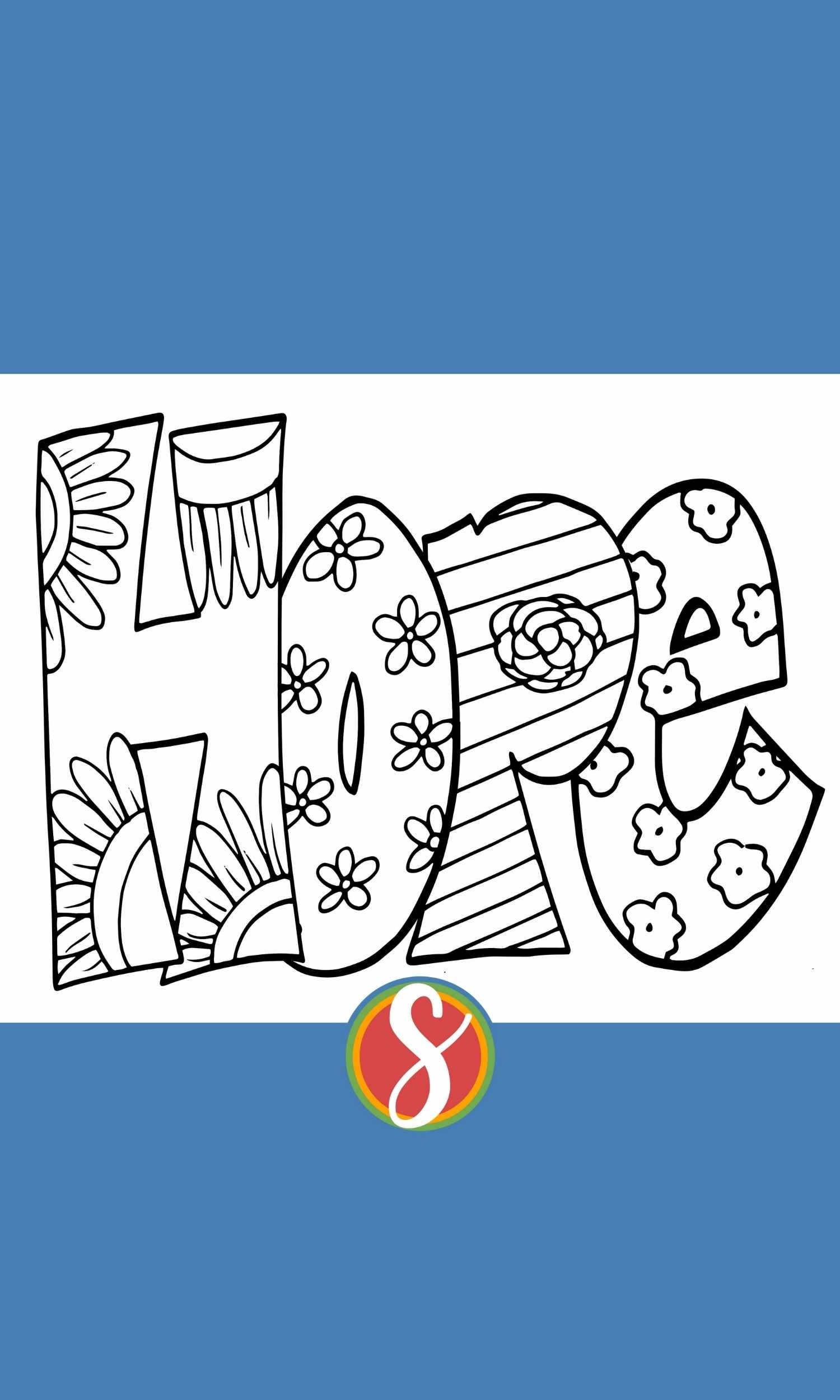 10 Free HOPE Coloring Pages Stevie Doodles