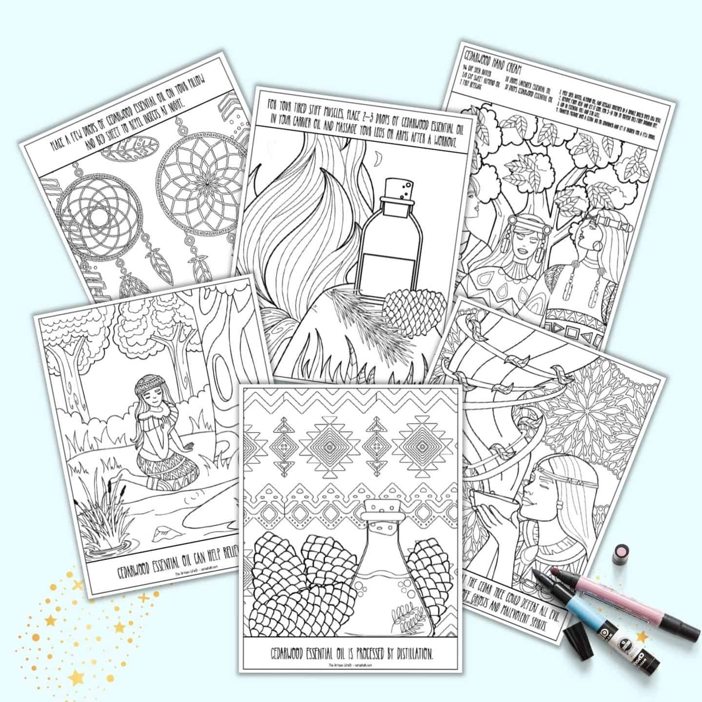 11 Free Printable Cedarwood Essential Oil Coloring Pages The Artisan Life