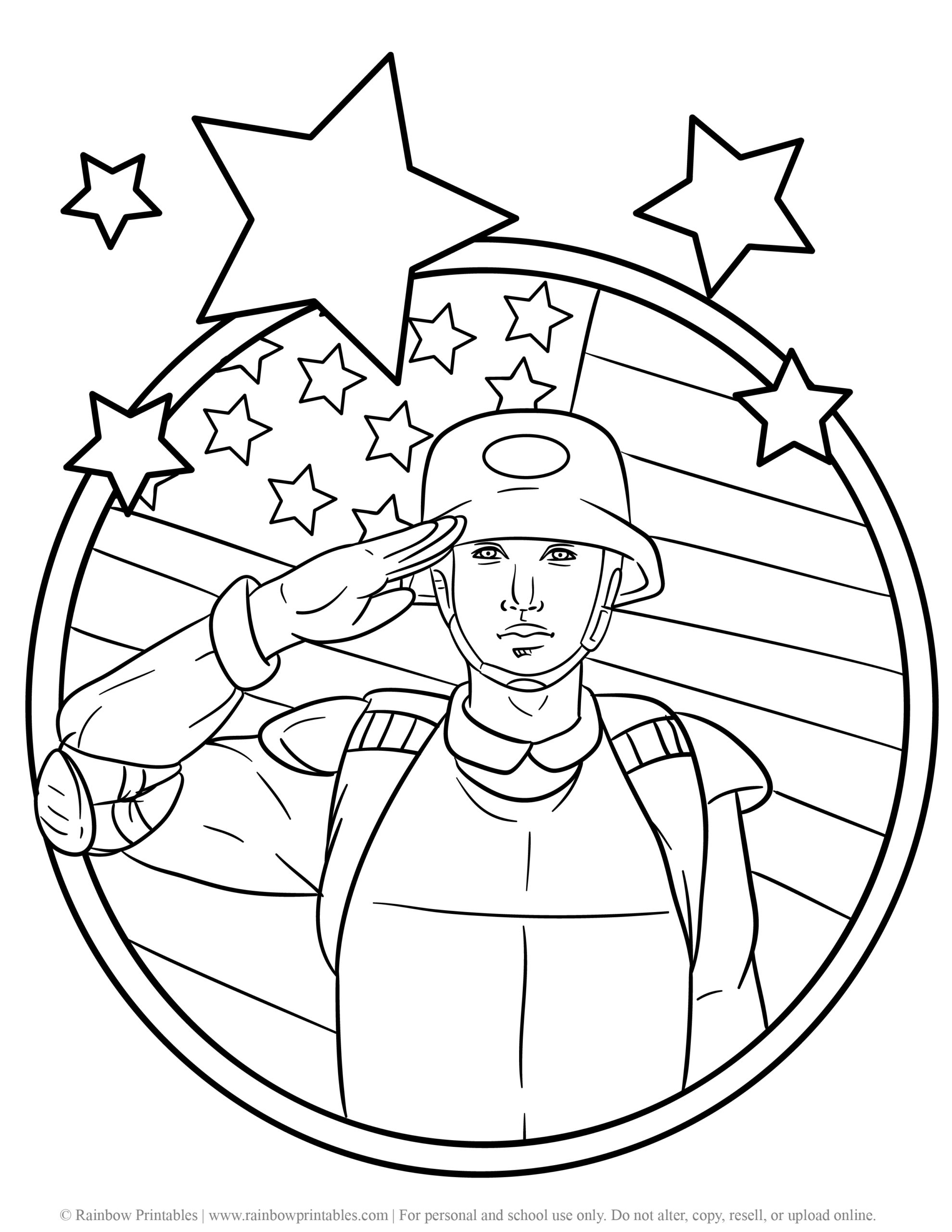 12 Free U S Military Army Soldier Coloring Pages For Kids Rainbow Printables