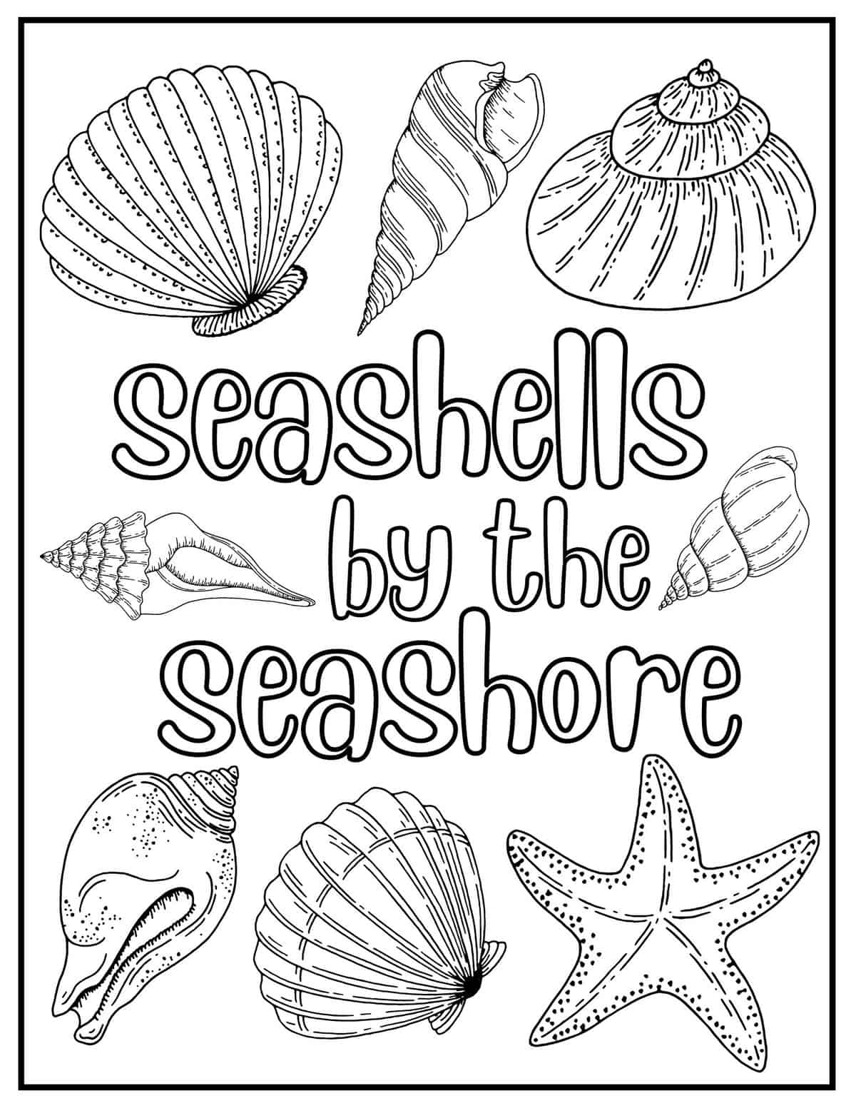 Seashell Coloring Page Printable