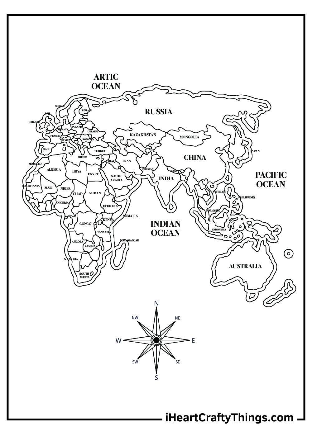 Printable Continents Coloring Pages