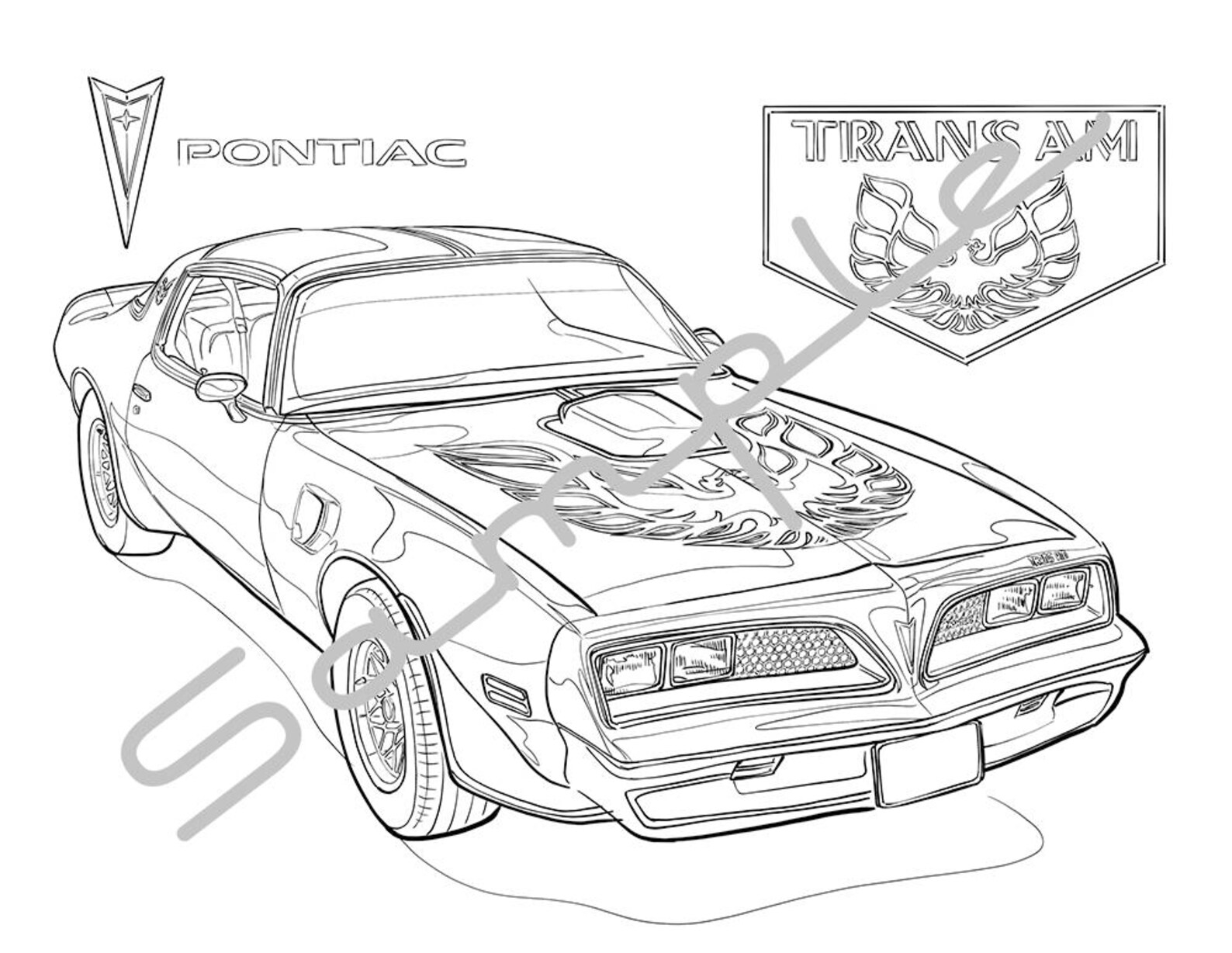1978 Pontiacfirebird TRANS AM Adult Coloring Page Printable Coloring Page Coloring Page For