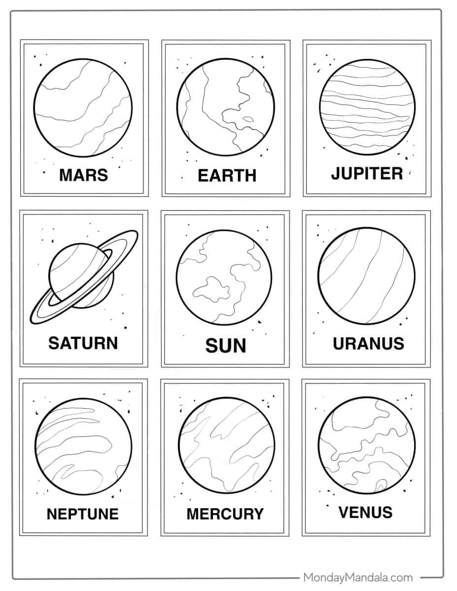 Planets Printable Coloring Pages