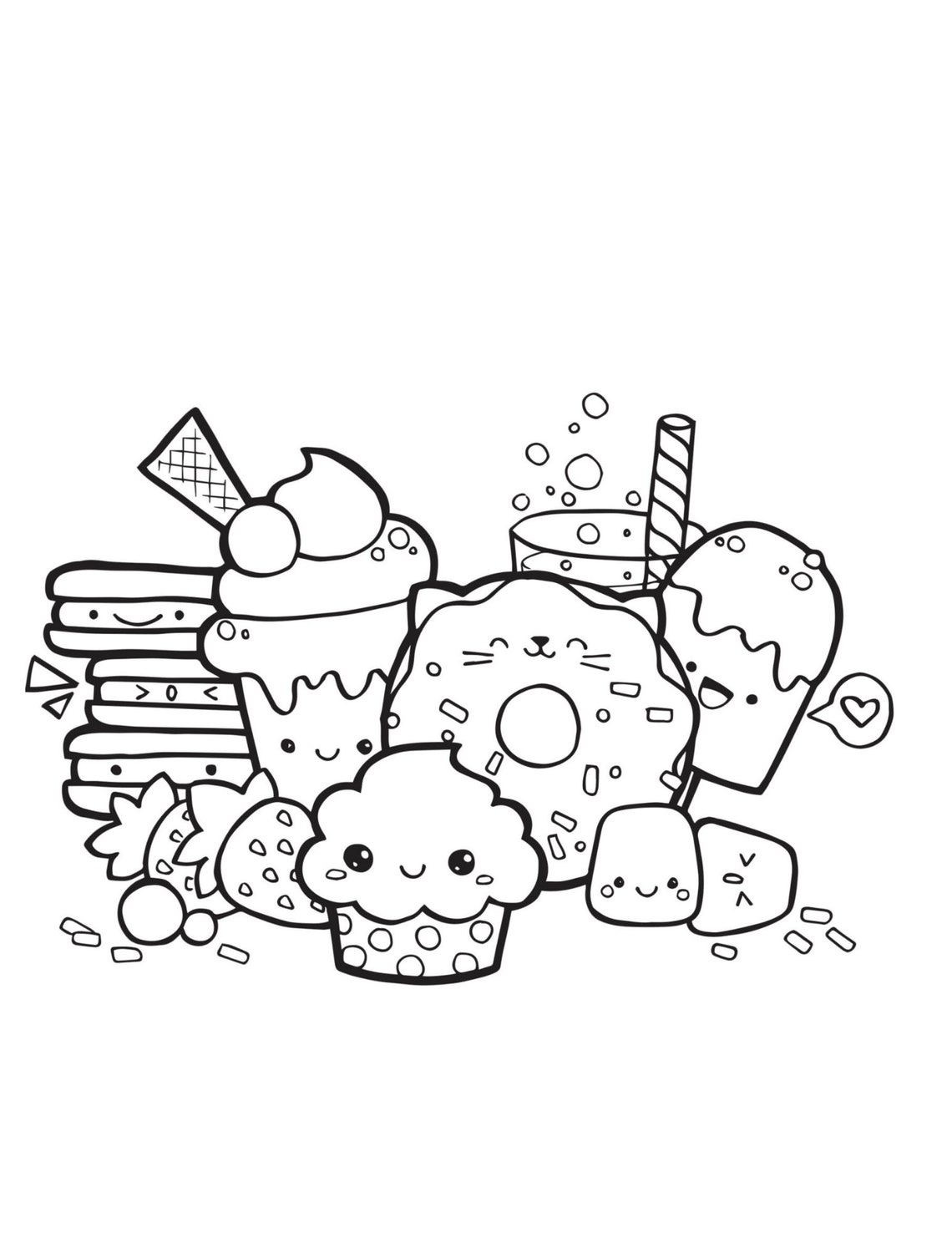 24 Printable Cute Kawaii Coloring Pages Digital Download Instant Download Coloring Book PDF Fun