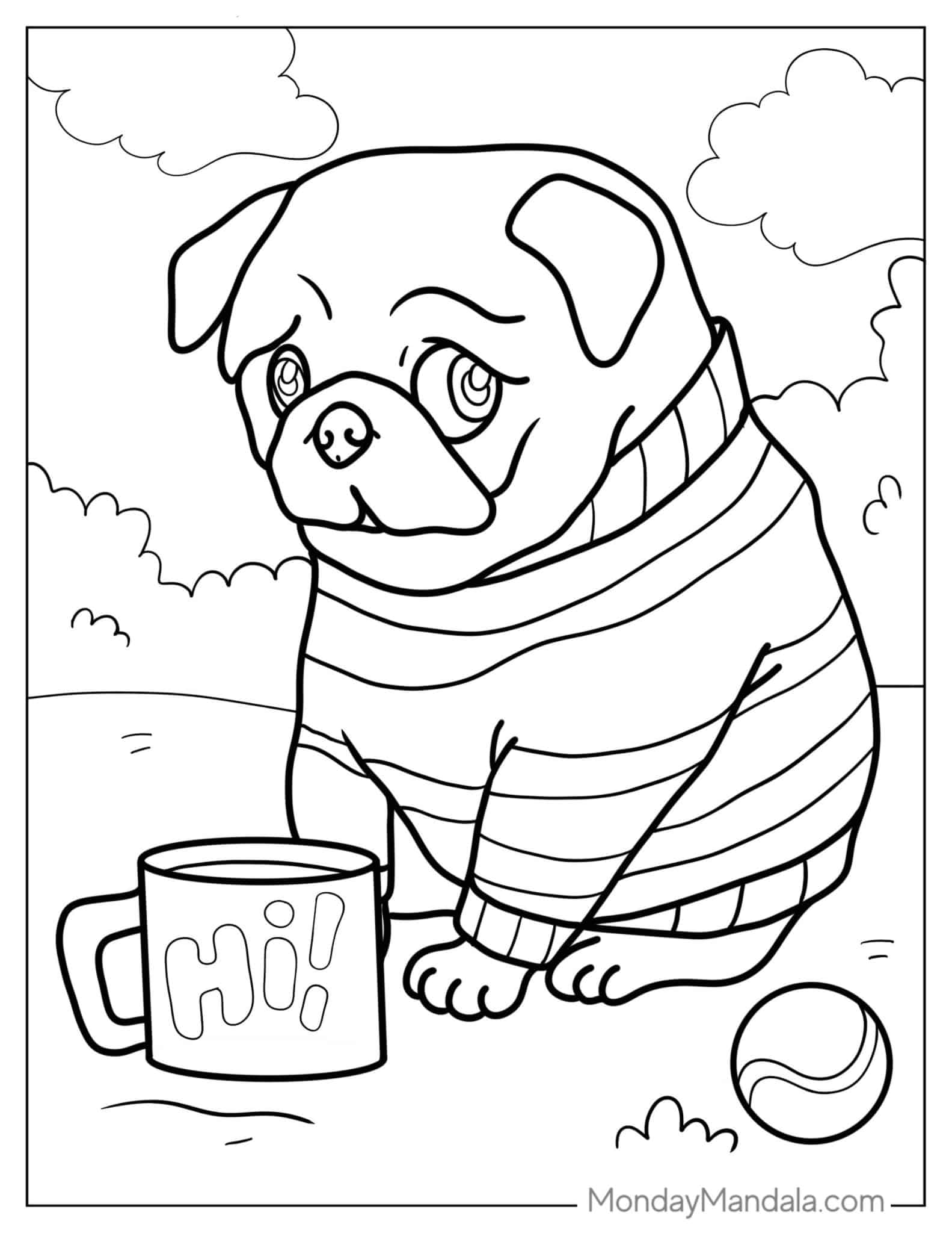 Pug Coloring Pages Printable