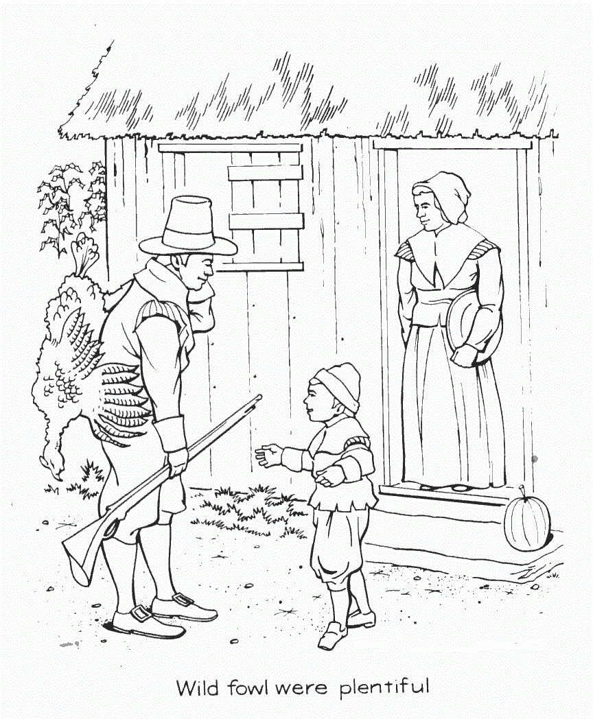 30 Free Printable Thanksgiving Pilgrims Coloring Pages