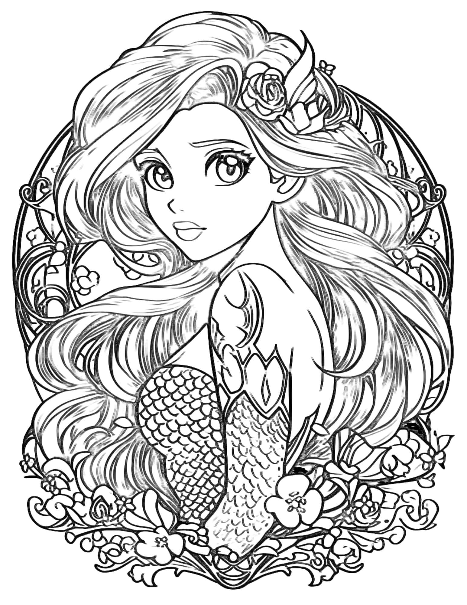 Adult Mermaid Coloring Pages Printable