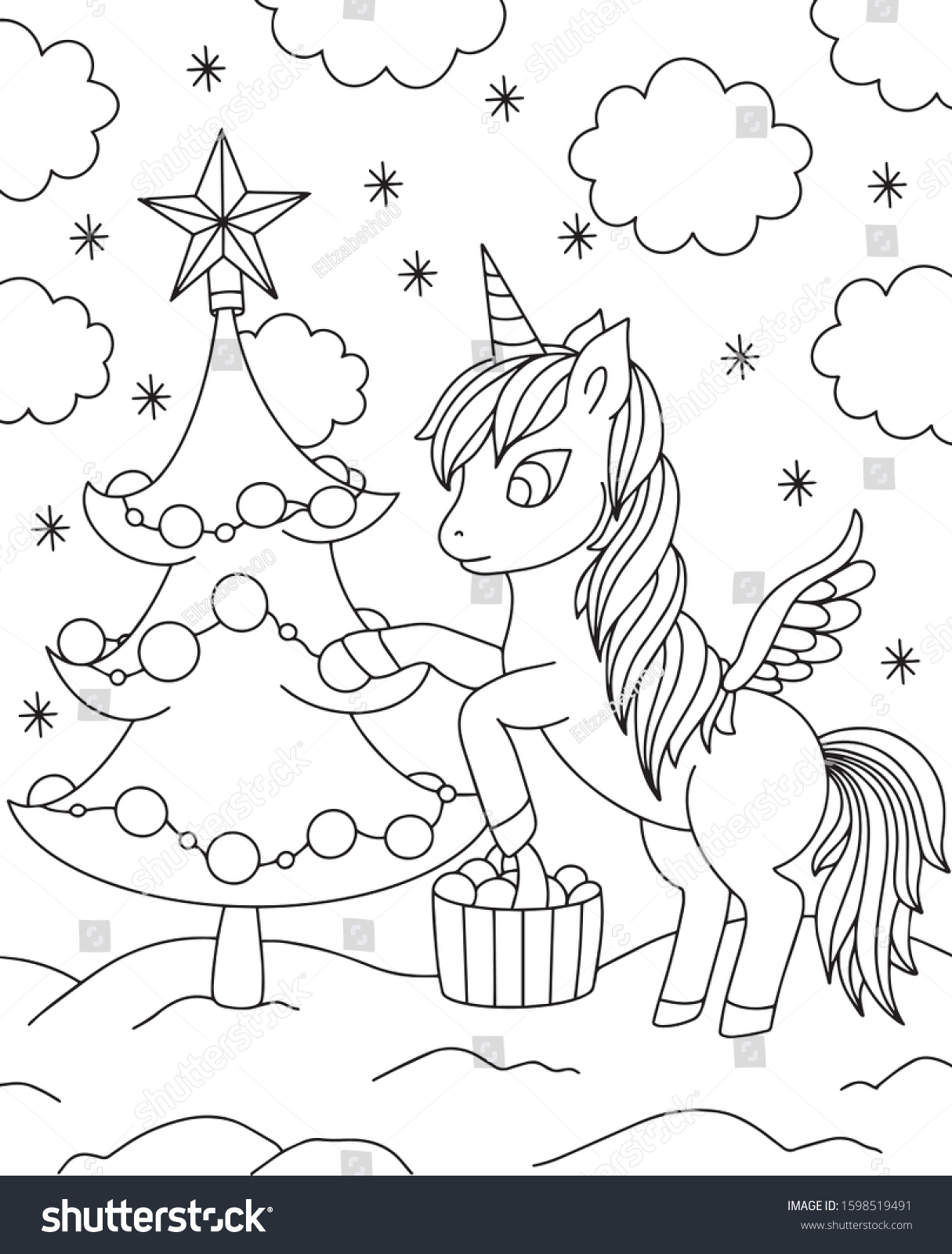 487 Christmas Unicorn Colouring Pages Images Stock Photos Vectors Shutterstock