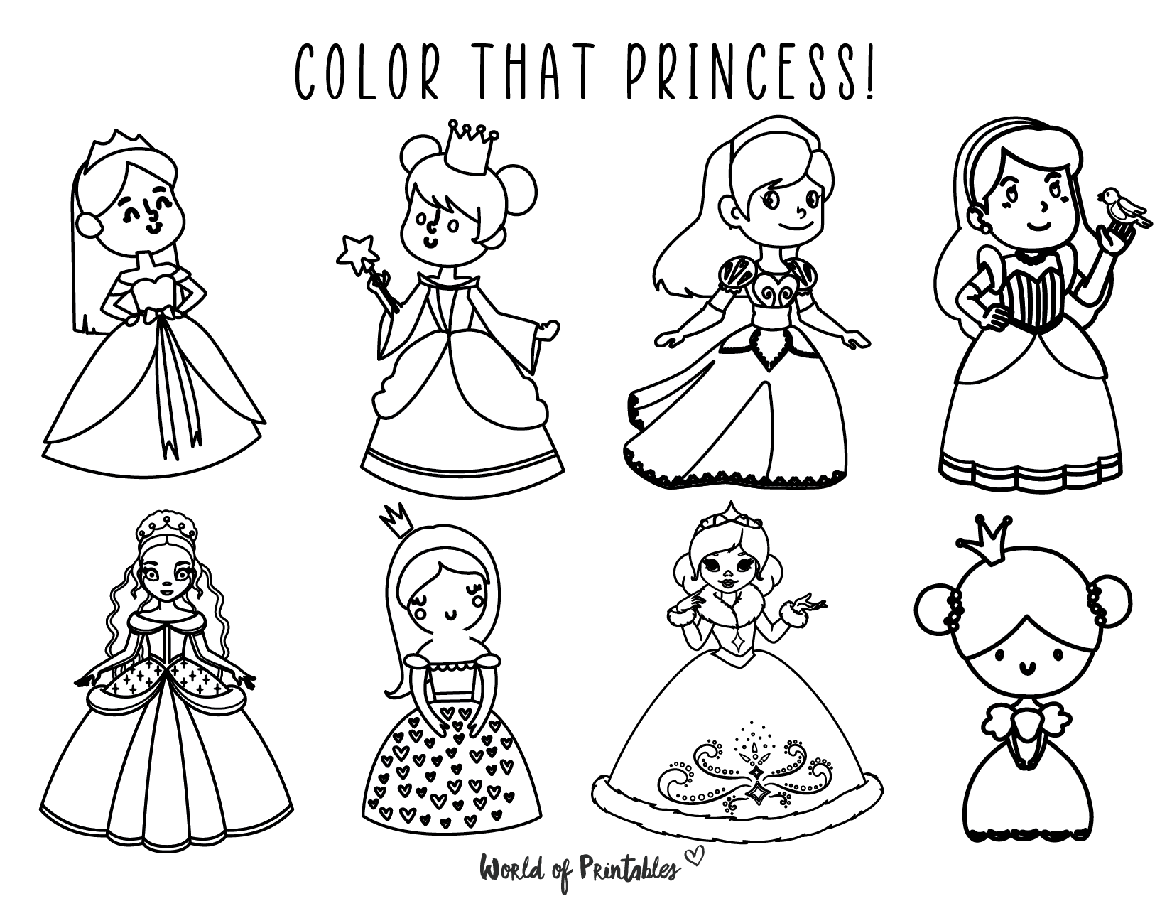 50 Best Princess Coloring Pages Free Printables For Kids World Of Printables