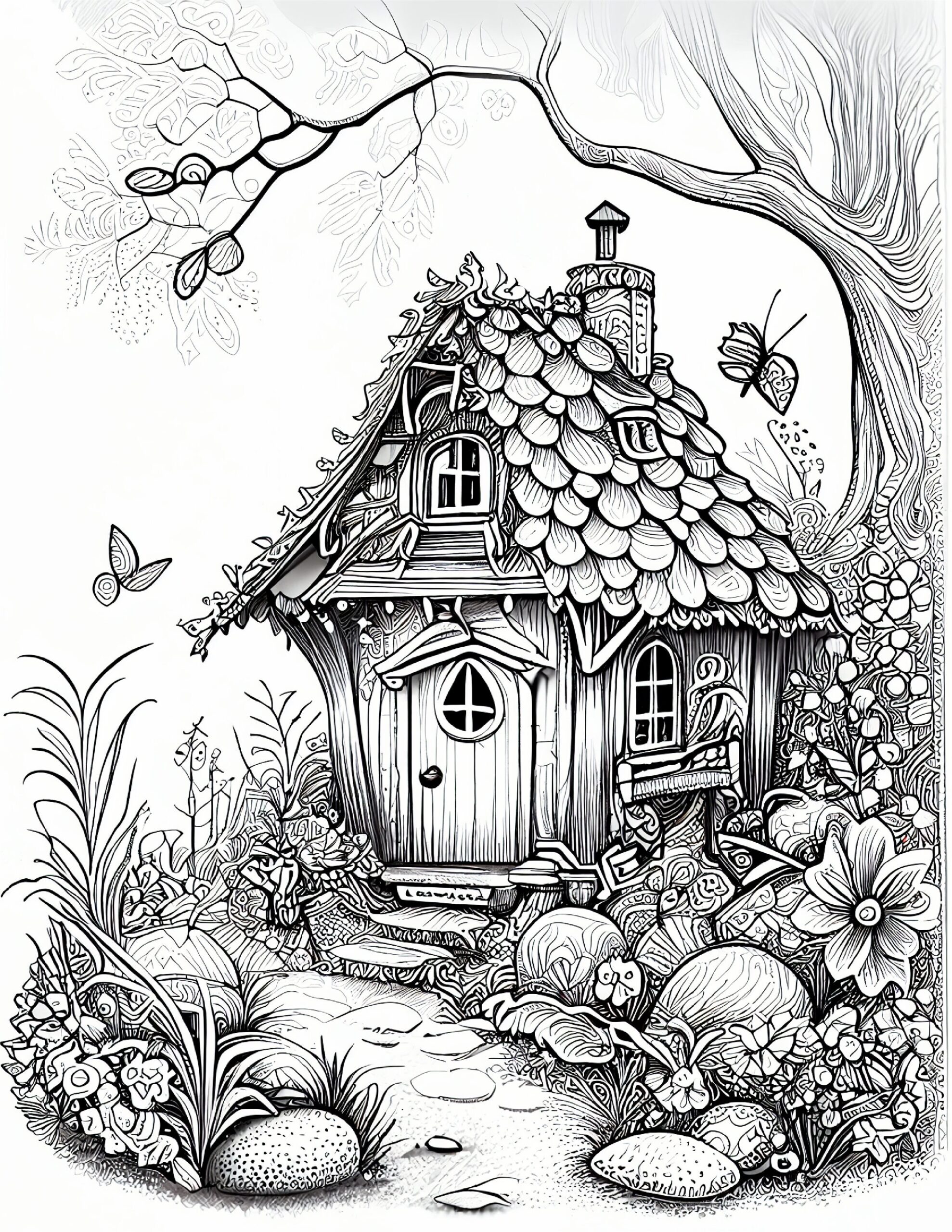50 Printable Fairy Houses Coloring Pages Vol 2 Adult And Etsy