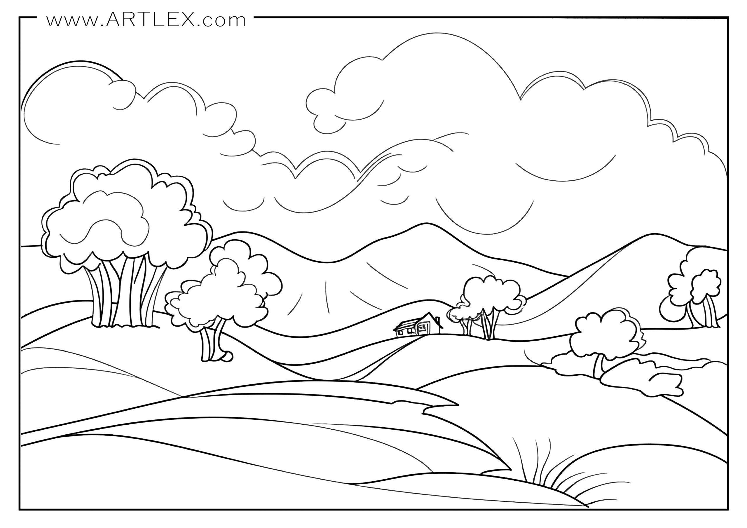 Printable Free Landscapes Coloring Pages