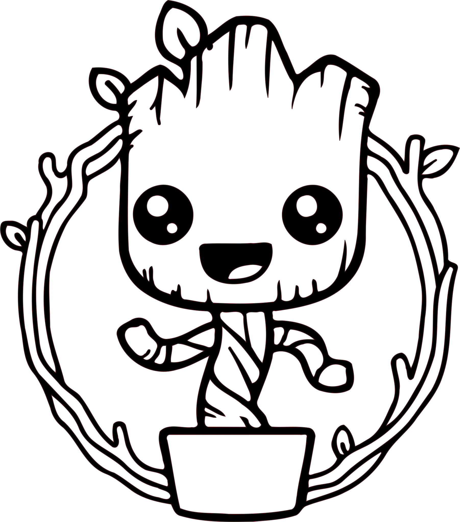 A Cute Baby Groote Sitting In A Pot