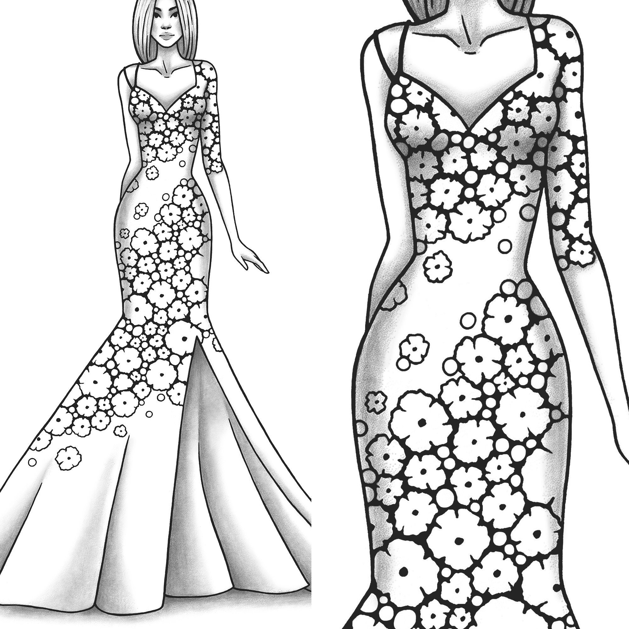 Adult Coloring Page Fashion And Clothes Colouring Sheet Model Etsy Australia