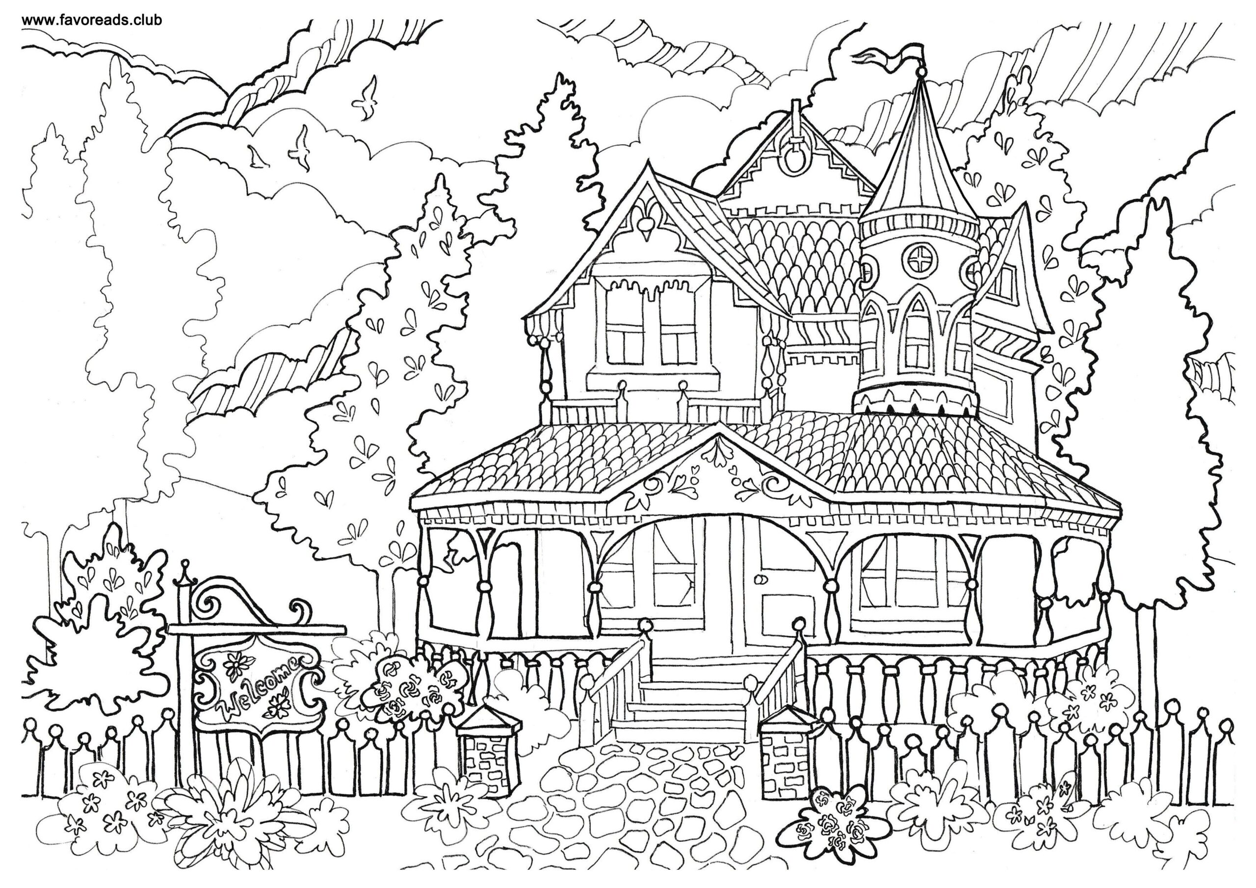 Adult Coloring Pages Houses Coloring Pages