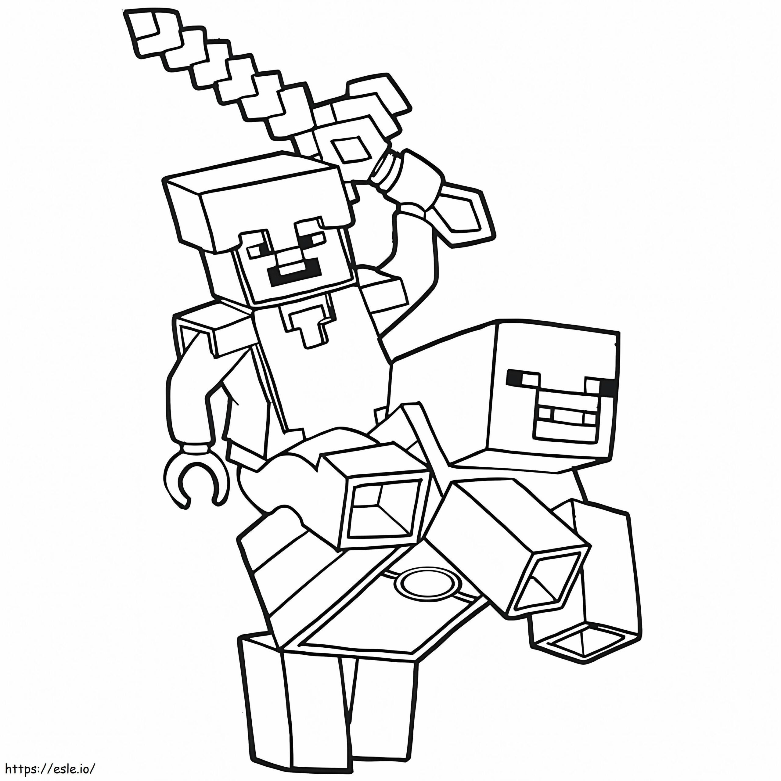 Alex With Sword In Minecraft Coloring Page