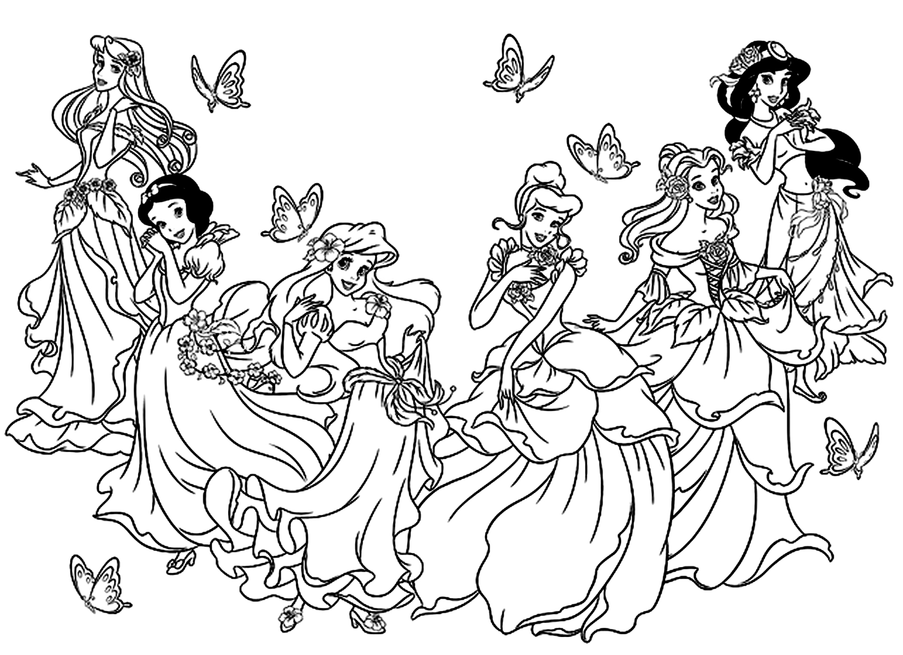 All The Disney Princesses Return To Childhood Coloring Pages For Adults