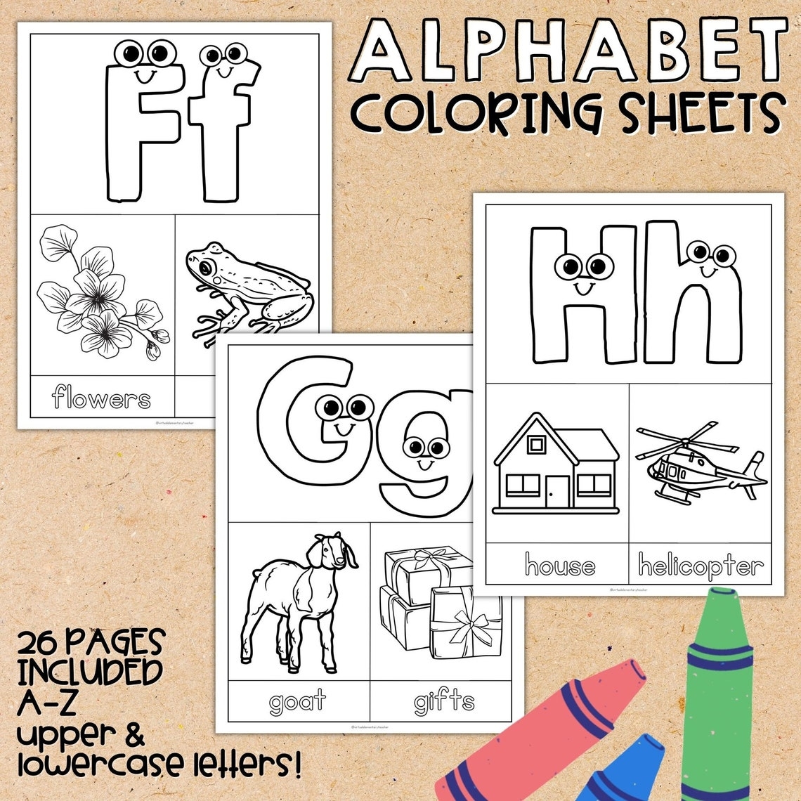 Alphabet Coloring Pages For Kids ABC Printable Coloring Book Learning Letters Coloring Sheets