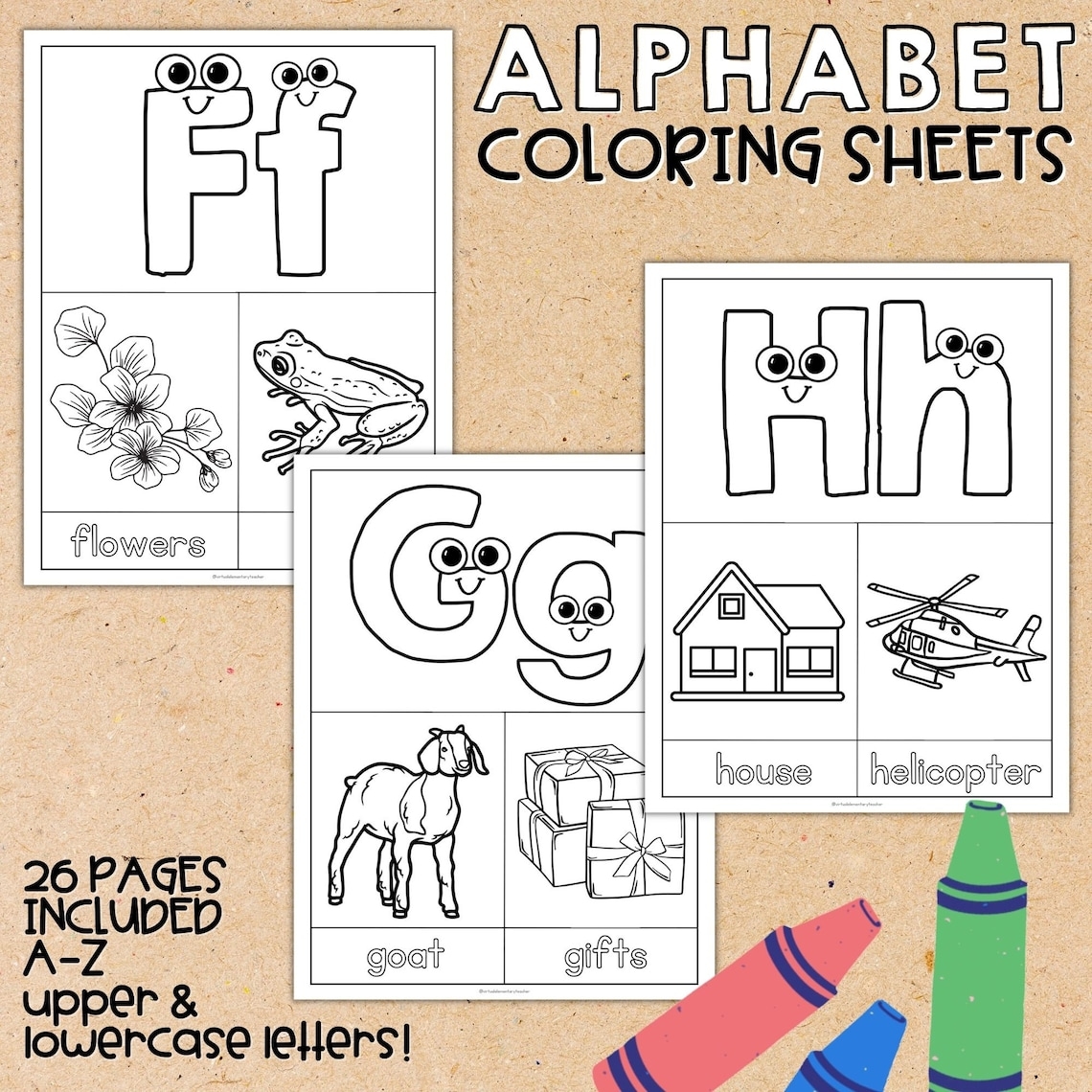 Alphabet Coloring Pages For Kids ABC Printable Coloring Book Learning Letters Coloring Sheets