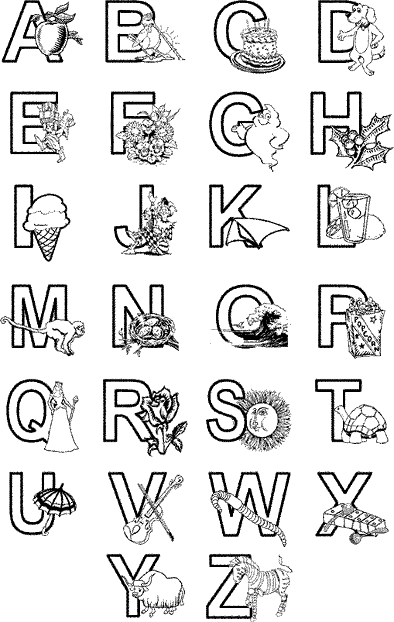 Printable Alphabet Coloring Pages