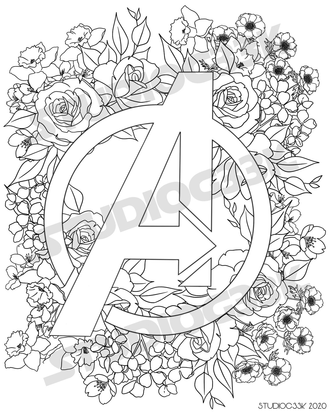 Avengers Logo Printable Digital Download Coloring Page Etsy