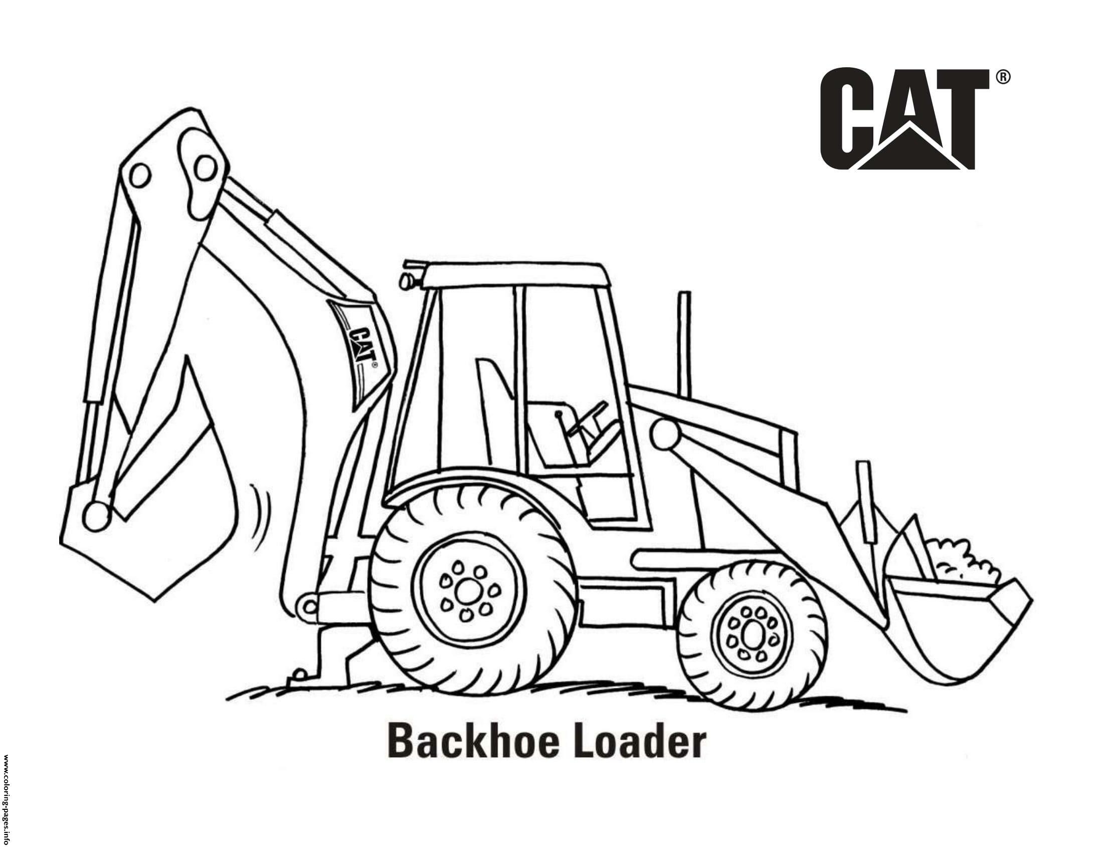 Backhoe Loader Truck Coloring Page Printable Coloring Home