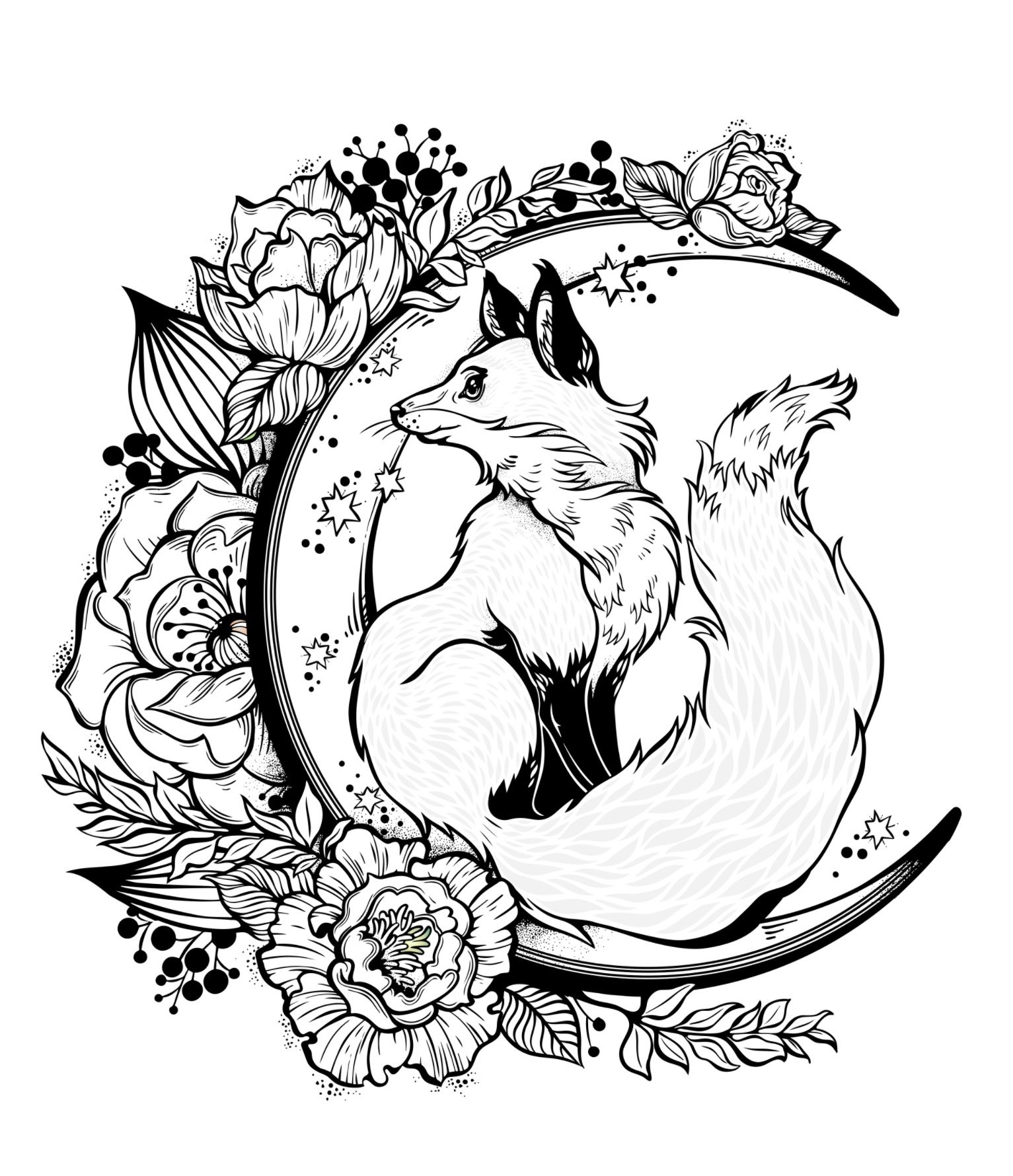 Beautiful Fox Coloring Page For Adults