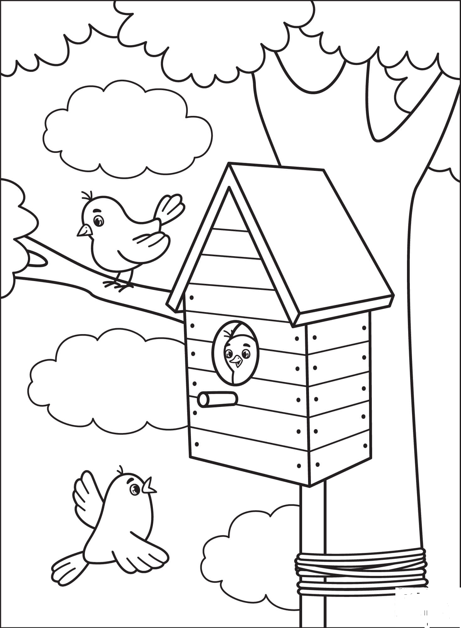 Birdhouse Coloring Page ColouringPages