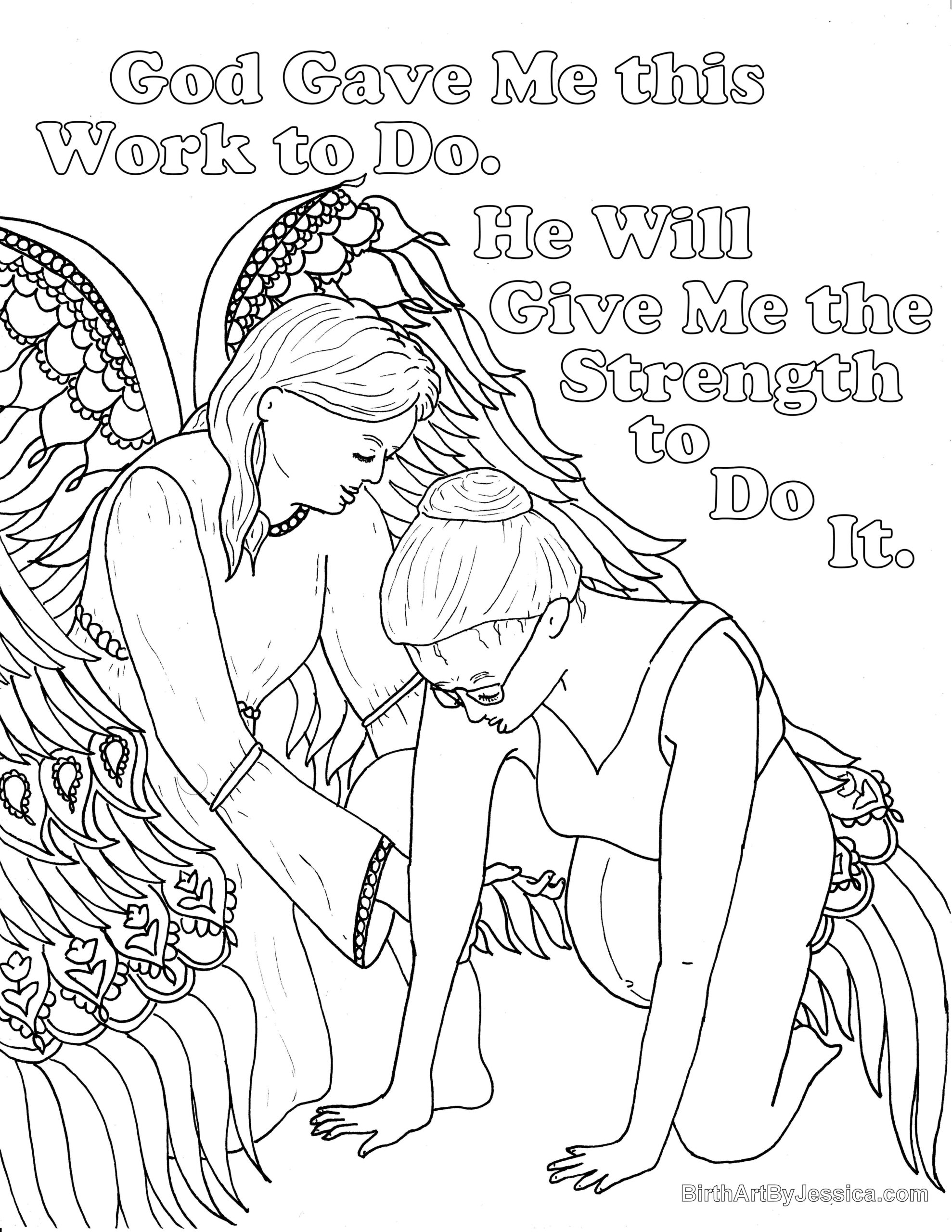 Birth Affirmation Coloring Page Free Printable God Will Give Me Strength Birth Affirmations