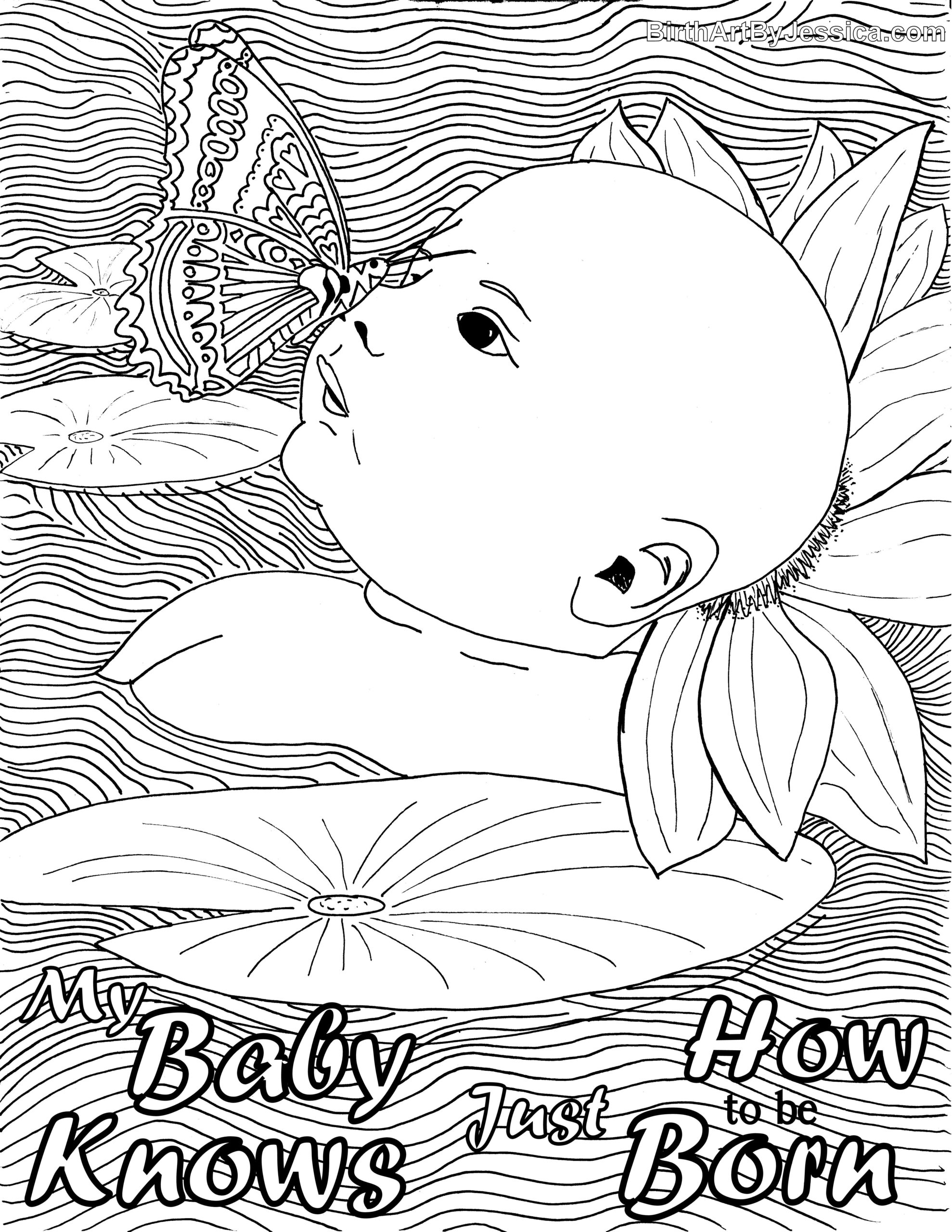 Birth Affirmation Coloring Page Free Printable My Baby Knows How To Be Born Water Birth