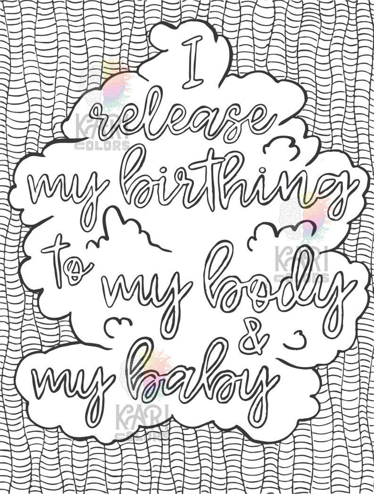 Birth Affirmations Printable Adult Coloring Book Page Etsy France