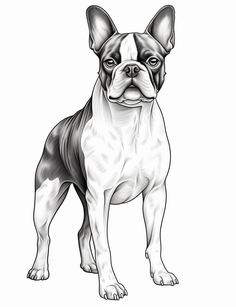 Boston Terrier Dog Coloring Page Pet Portrait Printable Coloring Page Coloring For Adults