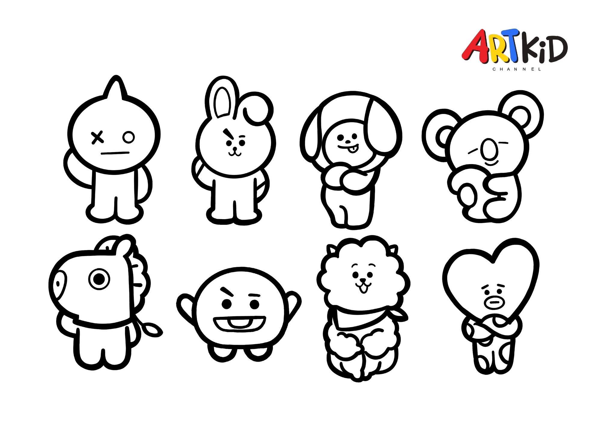 BT21 Free Printable Coloring Pages