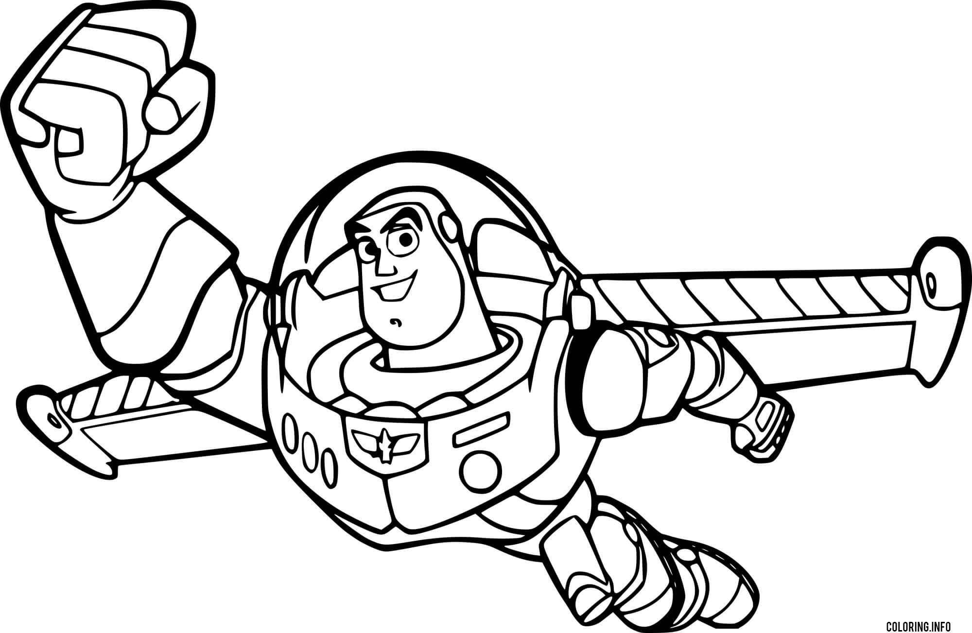Buzz Lightyear Flying Coloring Page Printable