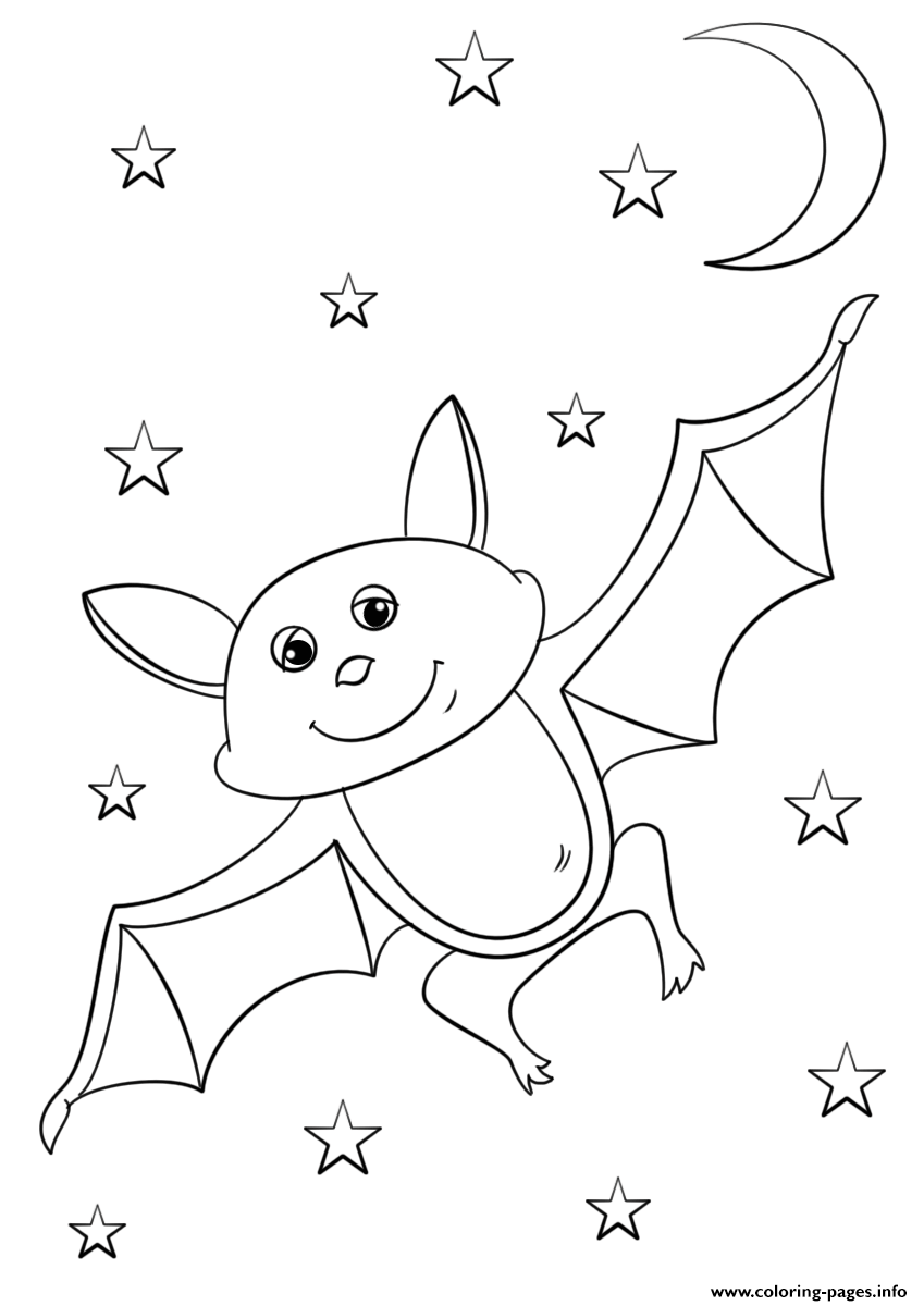 Cartoon Bat Halloween Coloring Page Printable