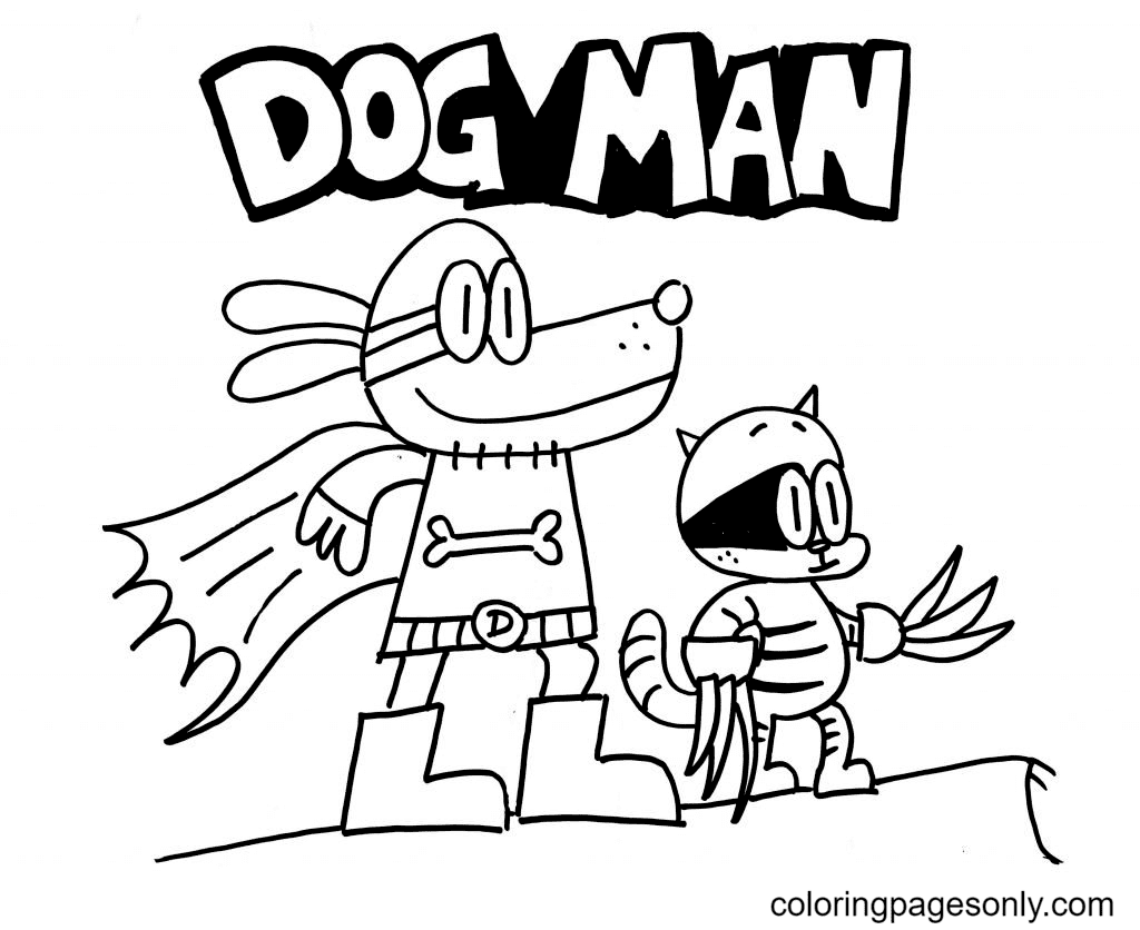Cartoon Dog Man With Cat Coloring Page Free Printable Coloring Pages