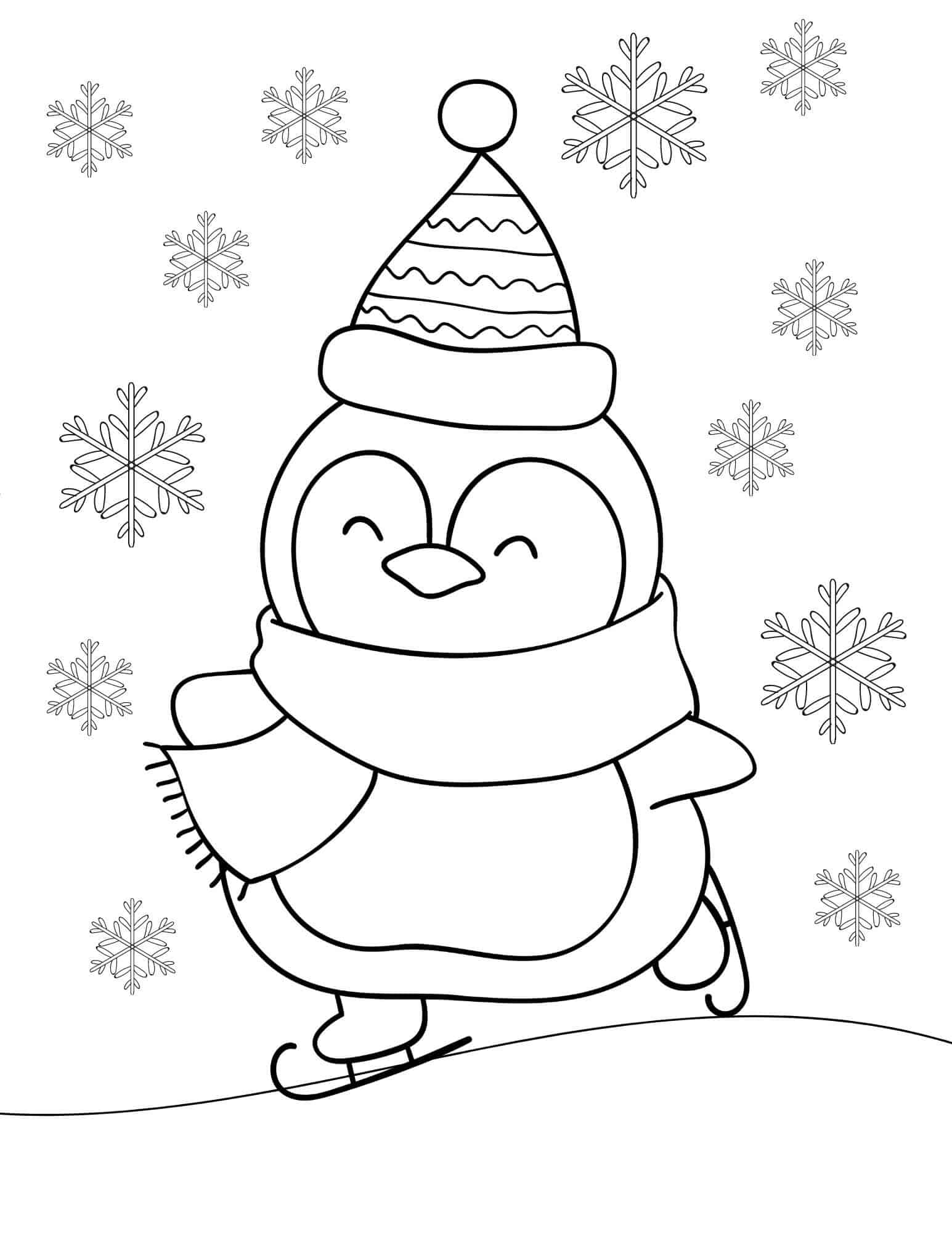 Christmas Baby Penguin Coloring Pages
