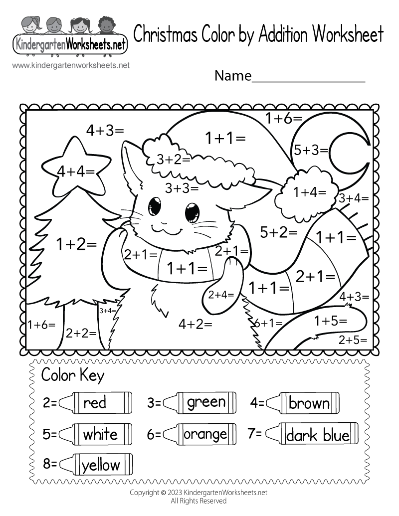 Christmas Math Coloring Pages For First Grade