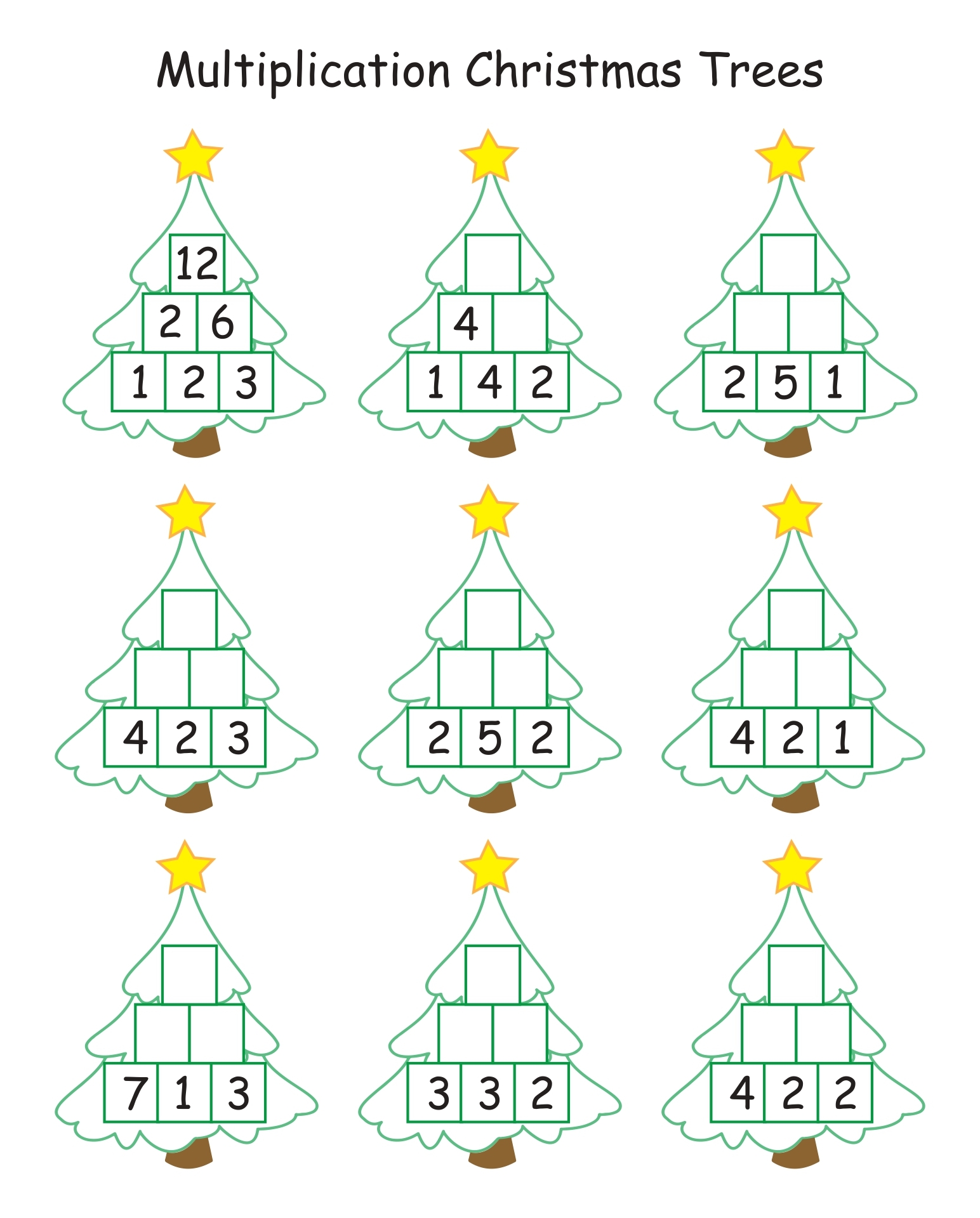 Christmas Math Coloring Pages Printable With Trees