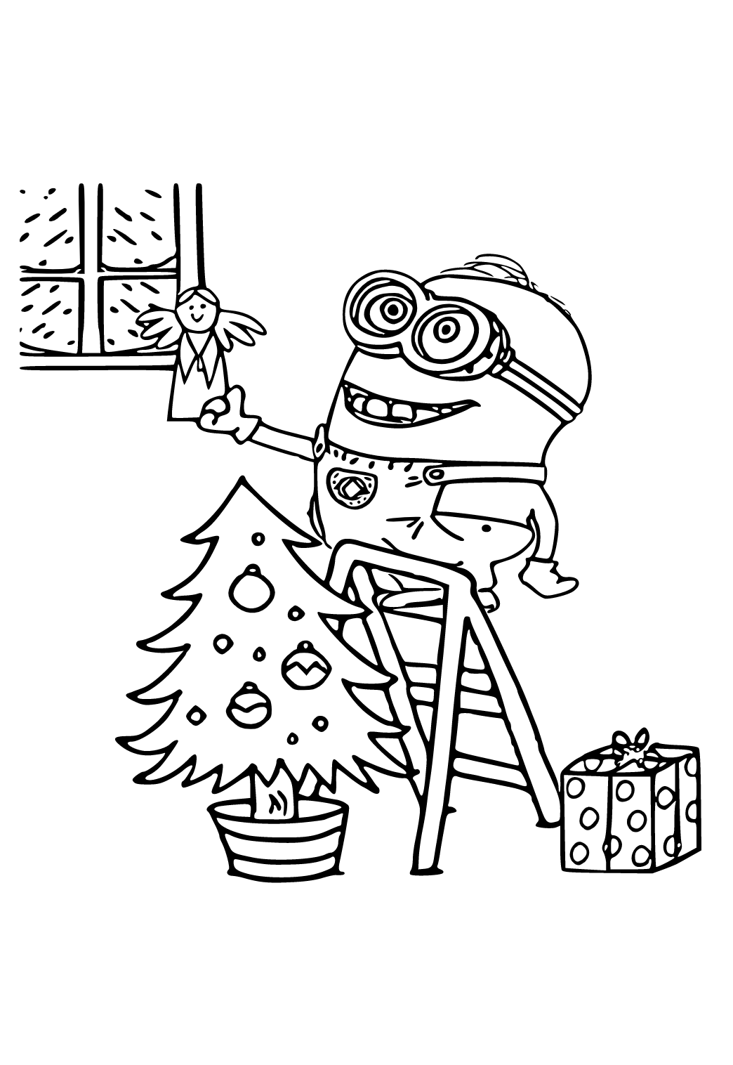 Minion Christmas Coloring Pages Printable