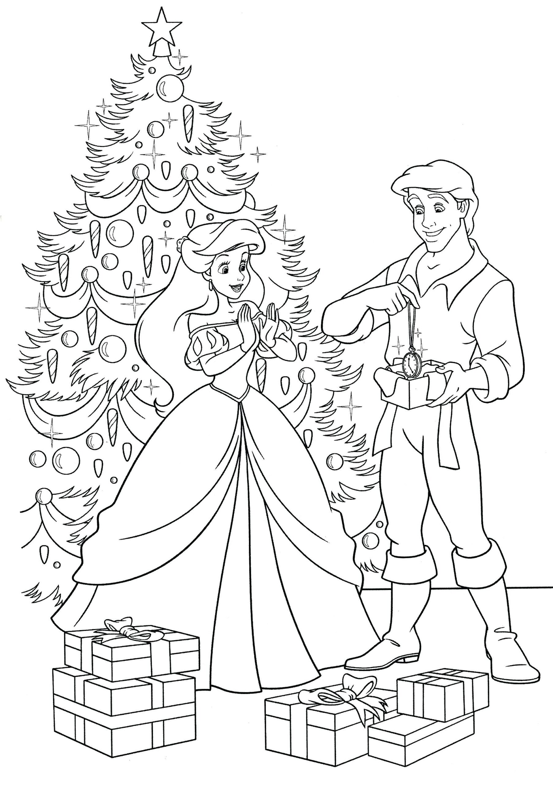 Christmas Princess Coloring Page BubaKids