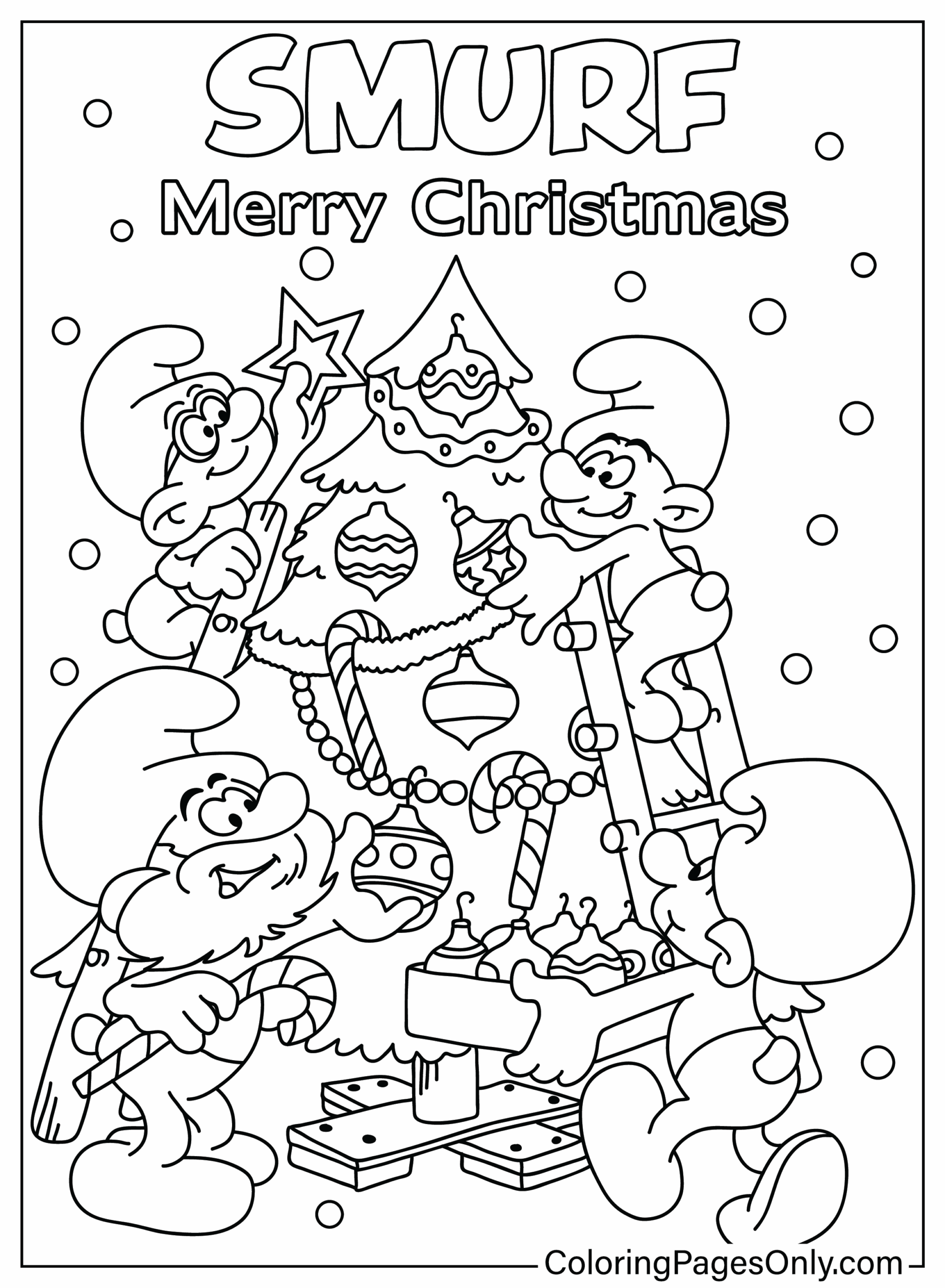 Christmas Smurfs Coloring Page Free Printable Coloring Pages