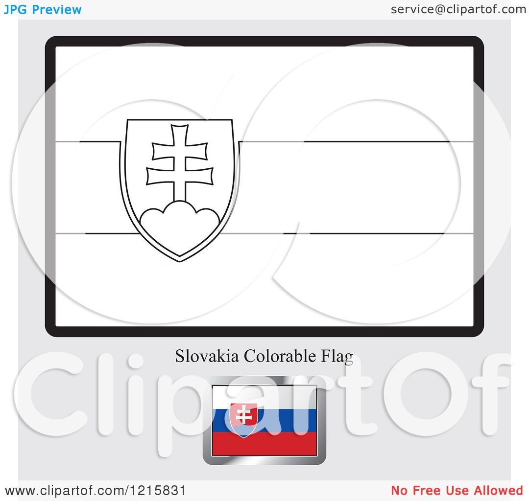 Clipart Of A Coloring Page And Sample For A Slovakia Flag Royalty Free Vector Illustration By