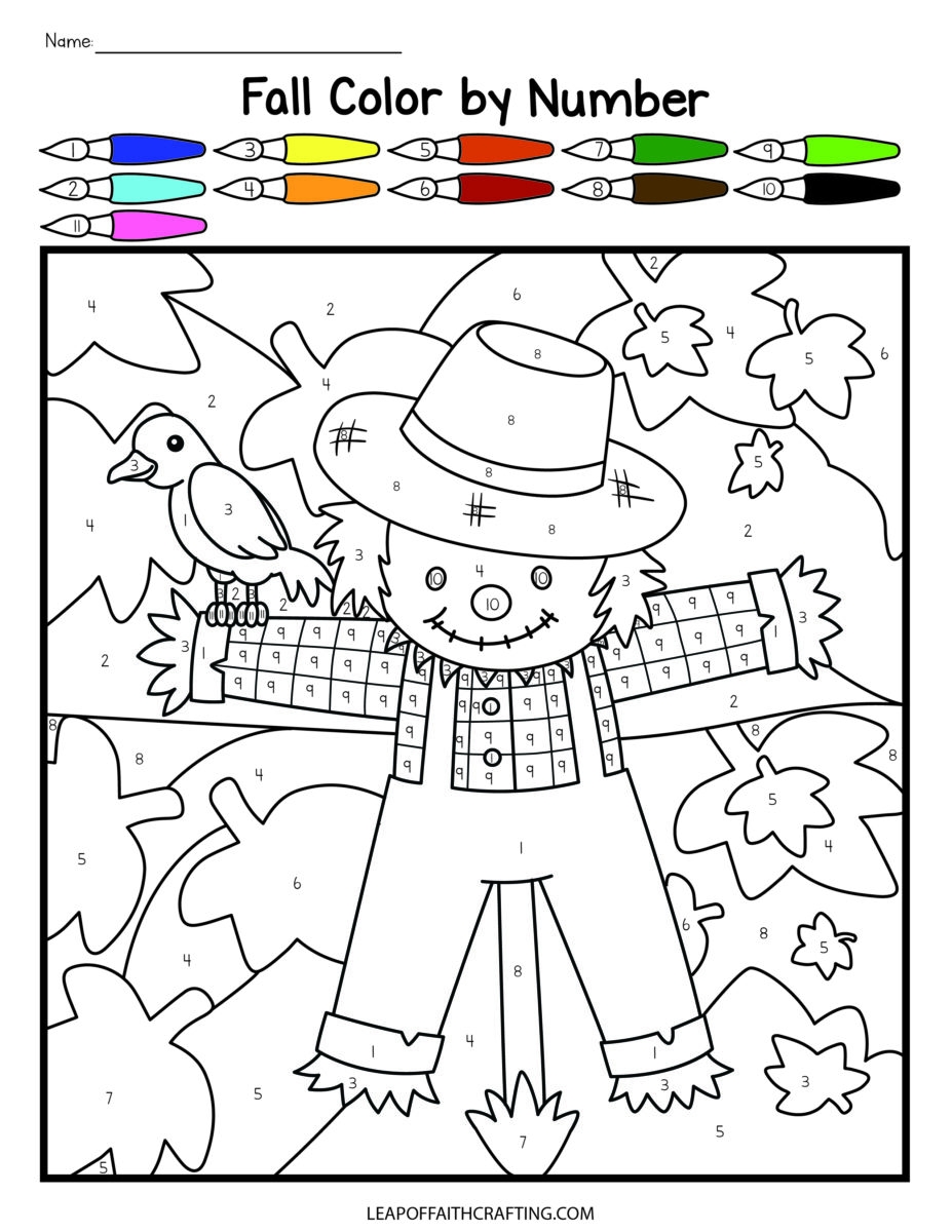 Color By Number Printables Fall Theme