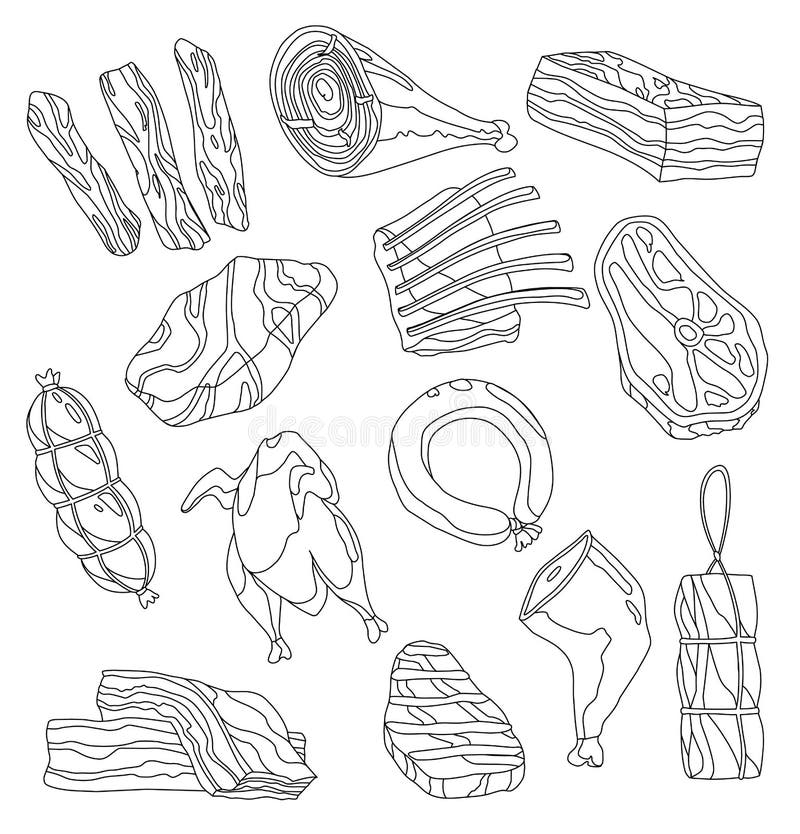 Coloring Meat Pages Beef Leg Printable Steak Turkey Sheets Piece Para Carne Food Color Kids Da