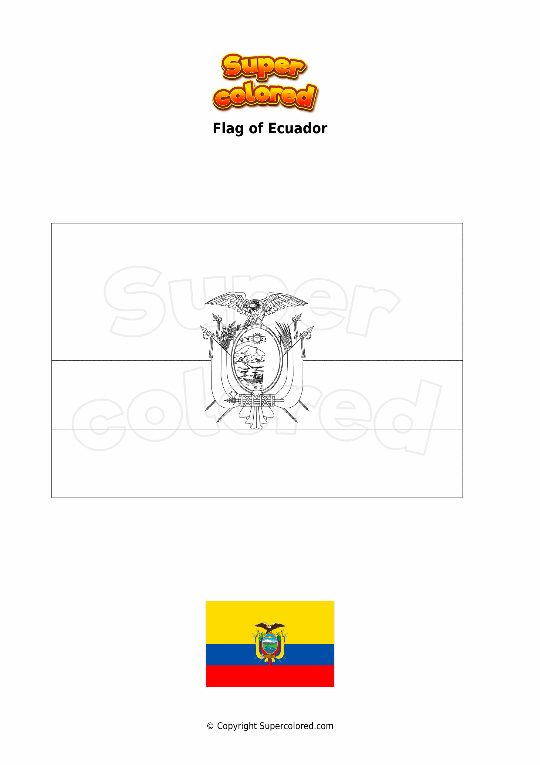 Ecuador Flag Printable Coloring Page