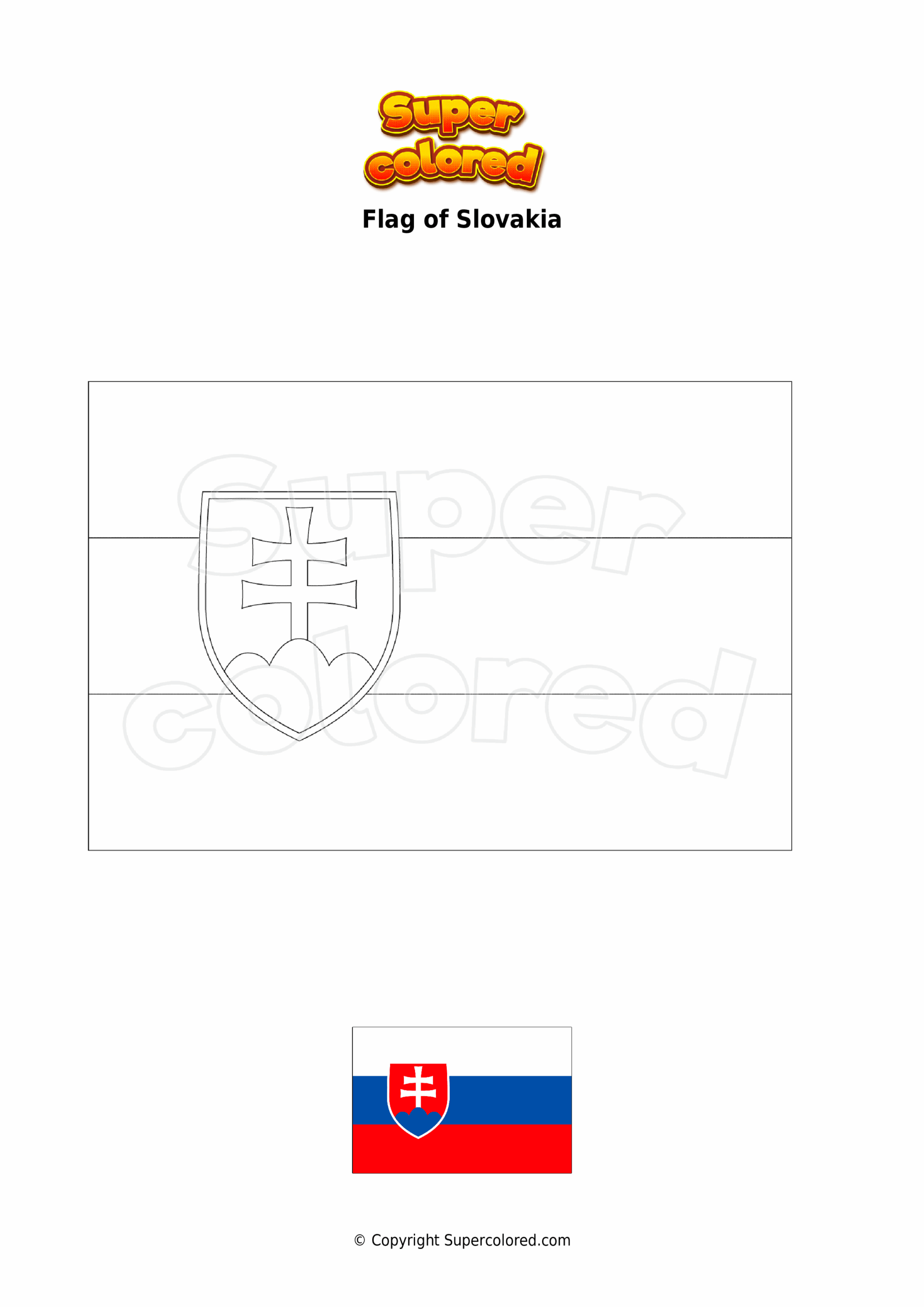 Slovakia Printable Flag Coloring Page