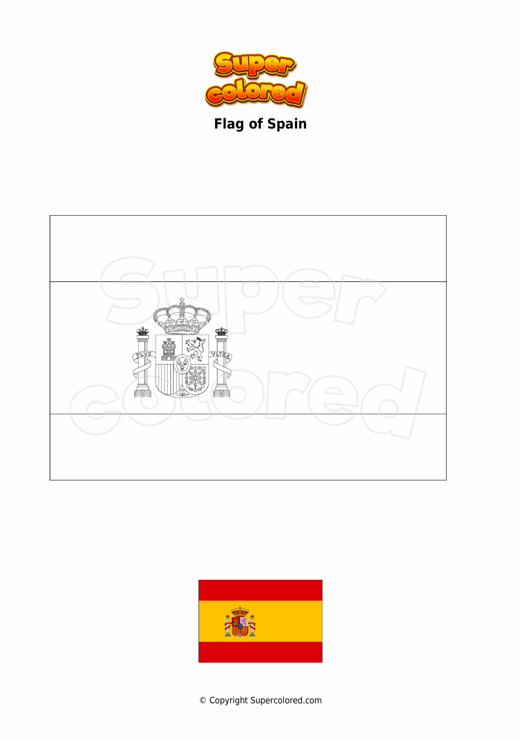 Coloring Page Flag Of Spain Supercolored